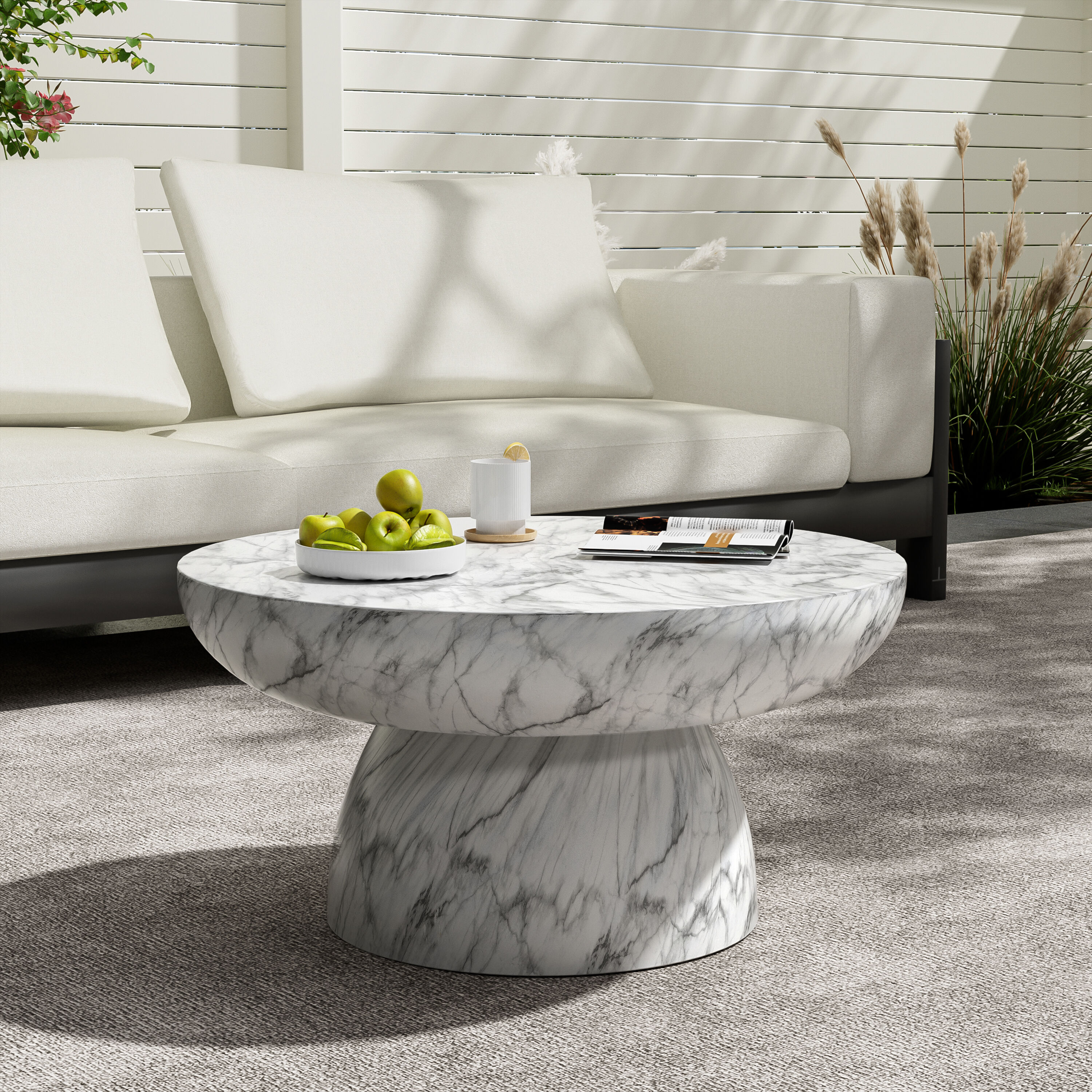 Christopher Knight Home 334588 Alex MGO Coffee Table-Marble