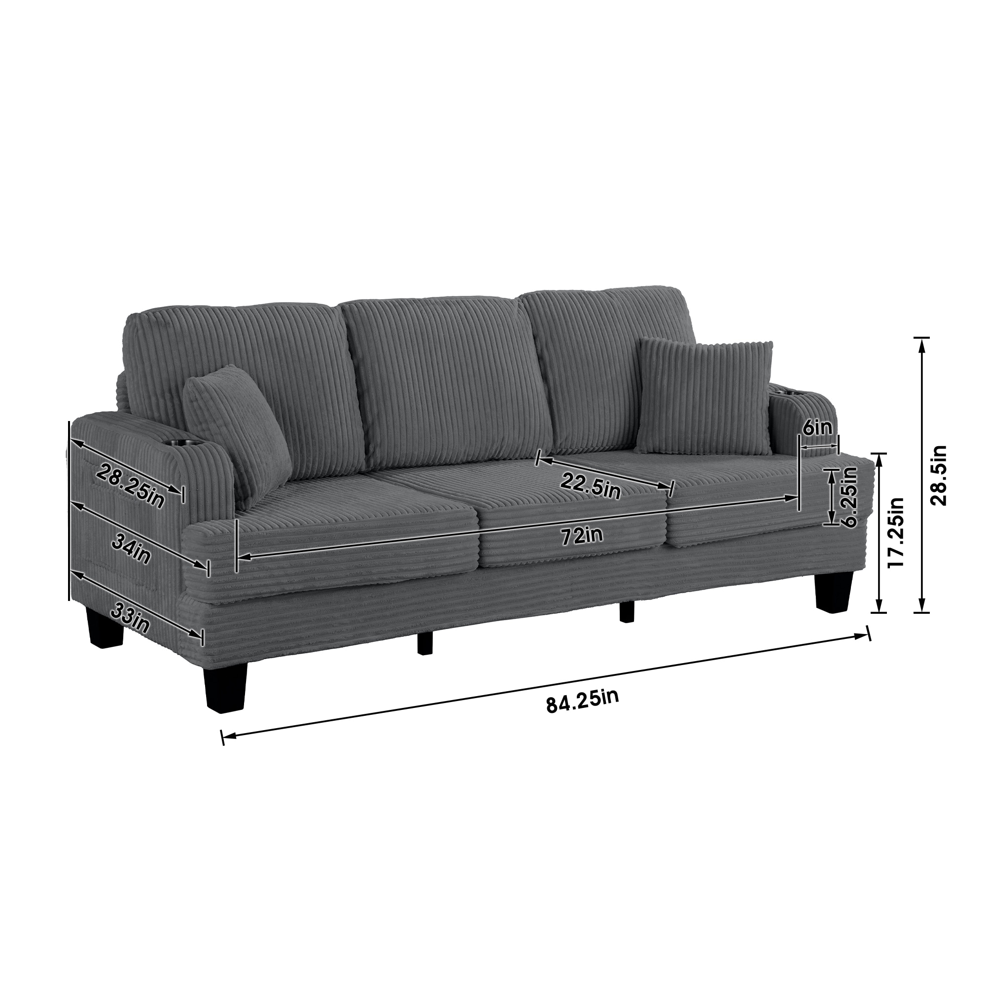 IHOMEadore MDSL6932DG Sofas-Loveseats - View #18