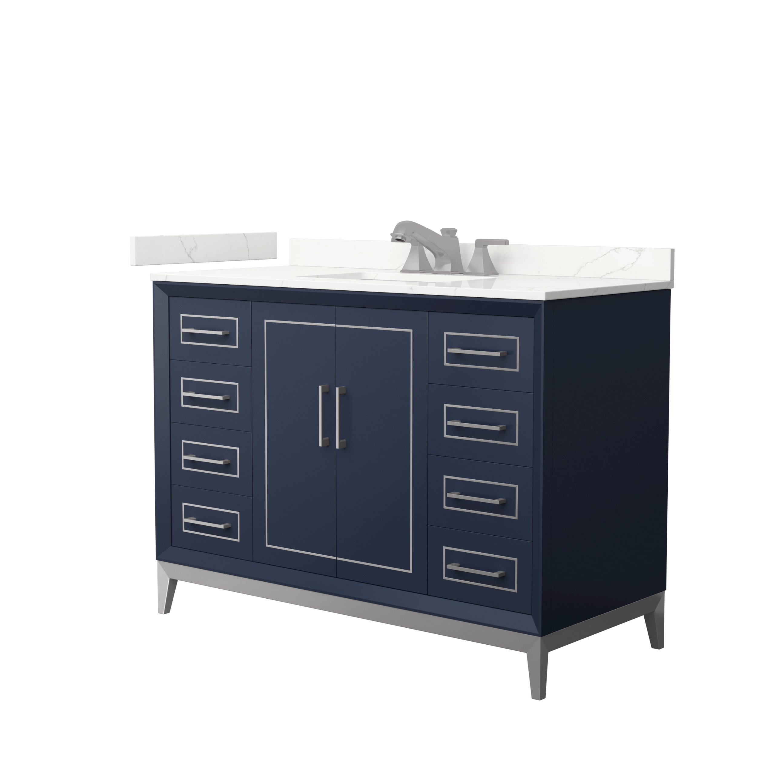 Wyndham Collection WCH515148SBNGTUS3MXX Marlena 48-in Dark Blue Undermount Single Sink Bathroom Vanity with Giotto Quartz Top