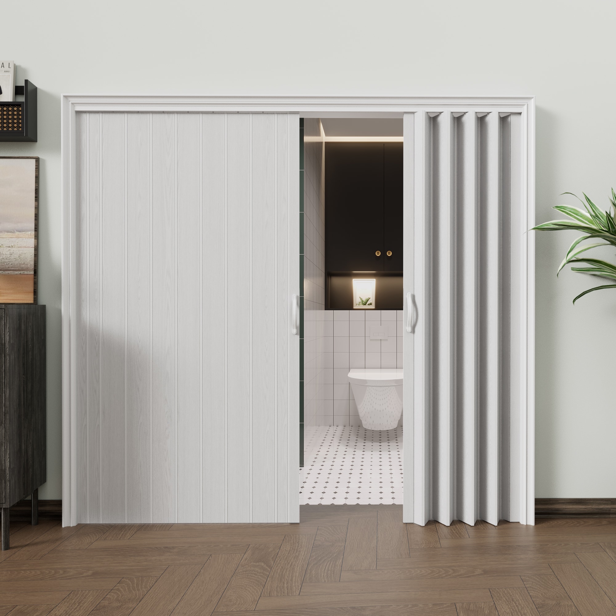 JUJUBON IN-ADFD006-WH-DOUBLE Accordion-Doors - View #3