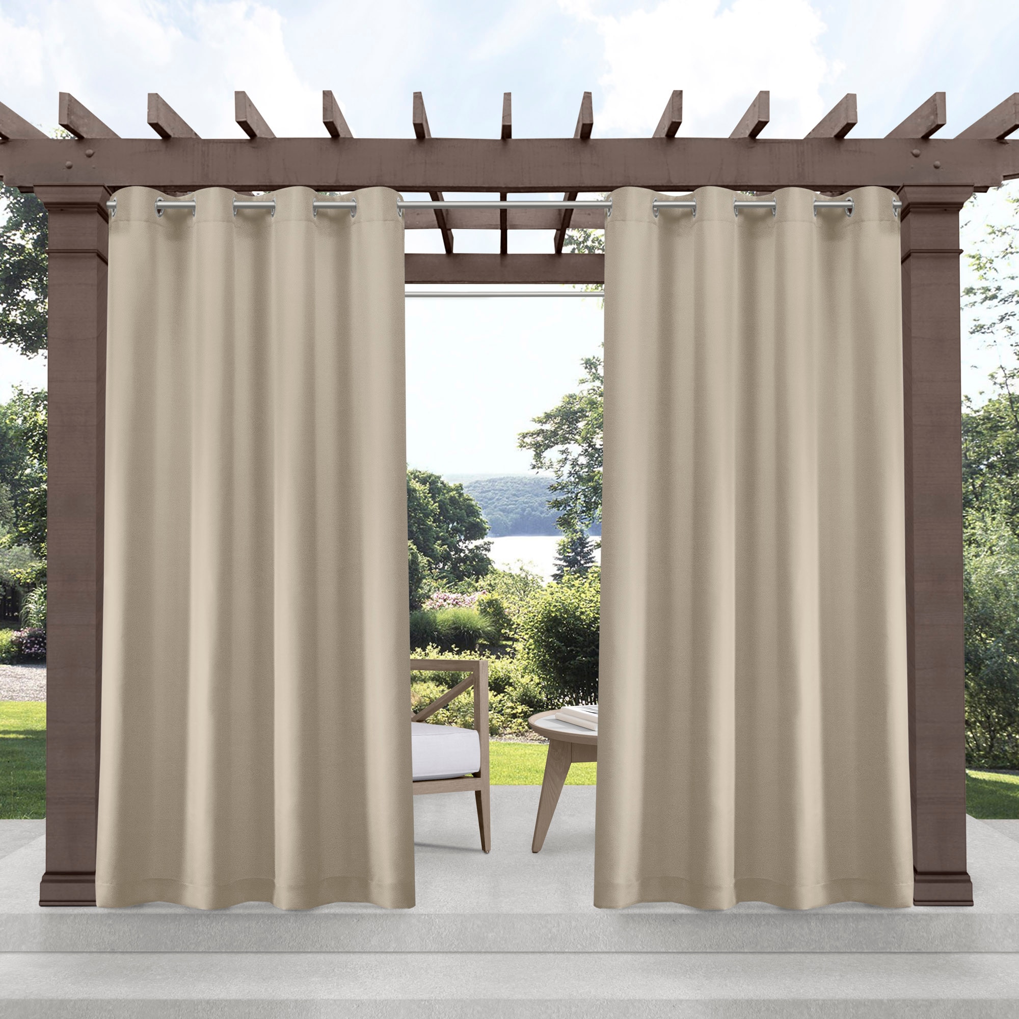 Exclusive Home 84-in Outdoor Natural Light Filtering Grommet Curtain ...