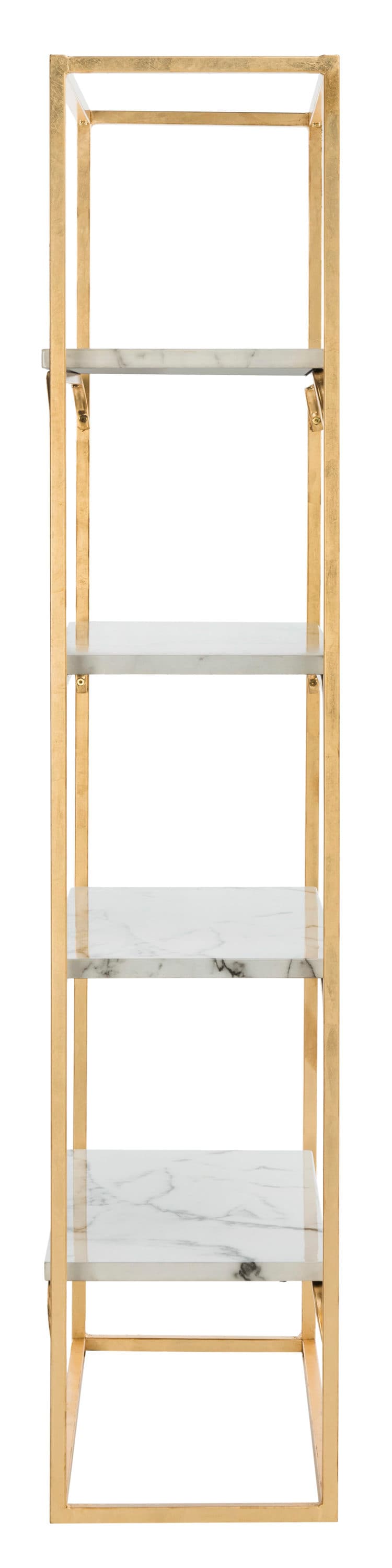 Transitional Gold & White Marble Veneer 4-Tier Etagere