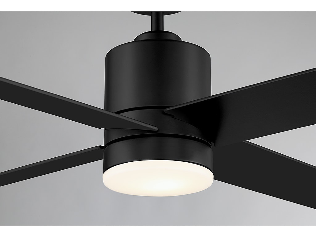 52" Matte Black and Antique Oak Reversible Blade Ceiling Fan with LED Light and Remote
