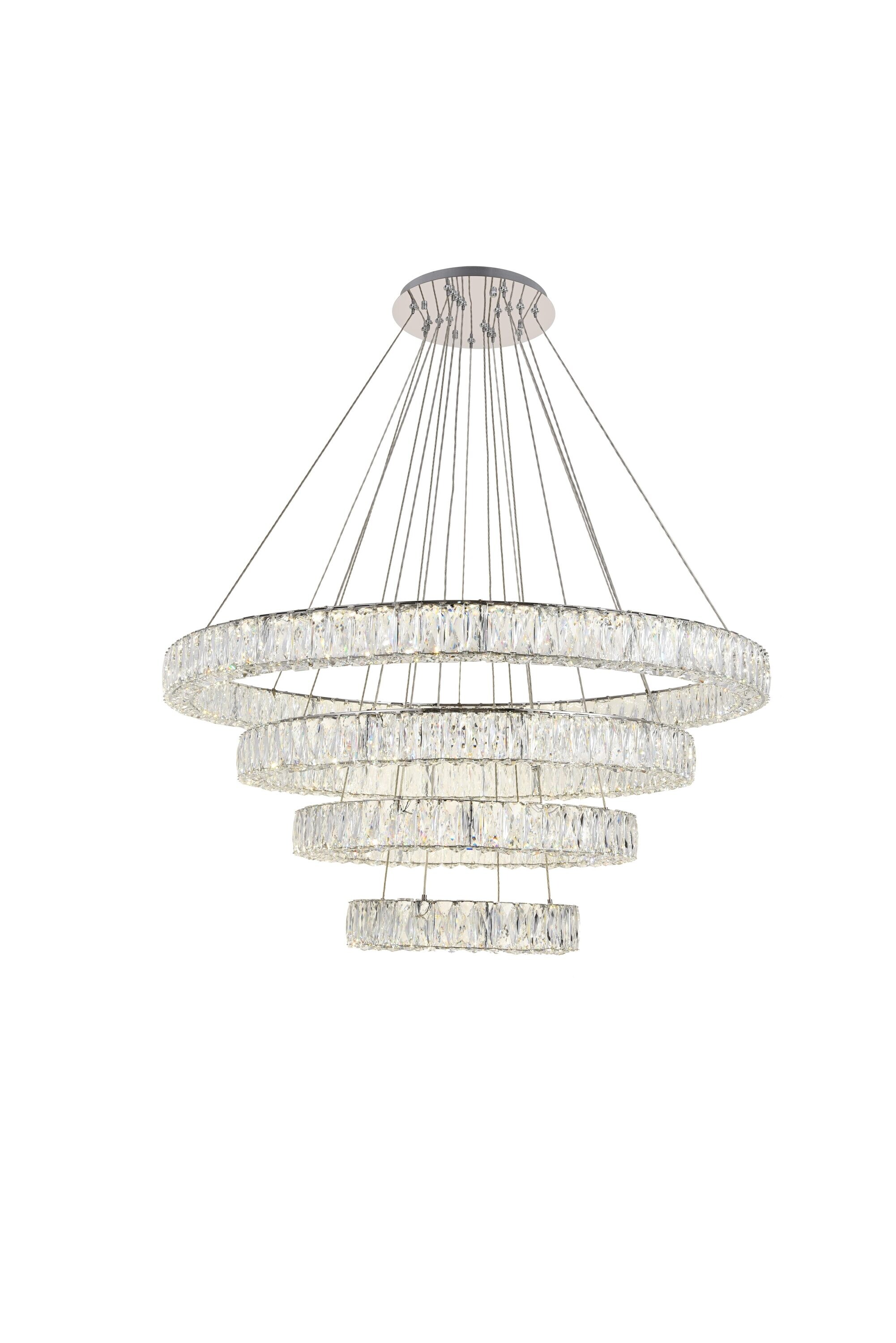 Monroe Chrome Drum LED Chandelier with Clear Crystals