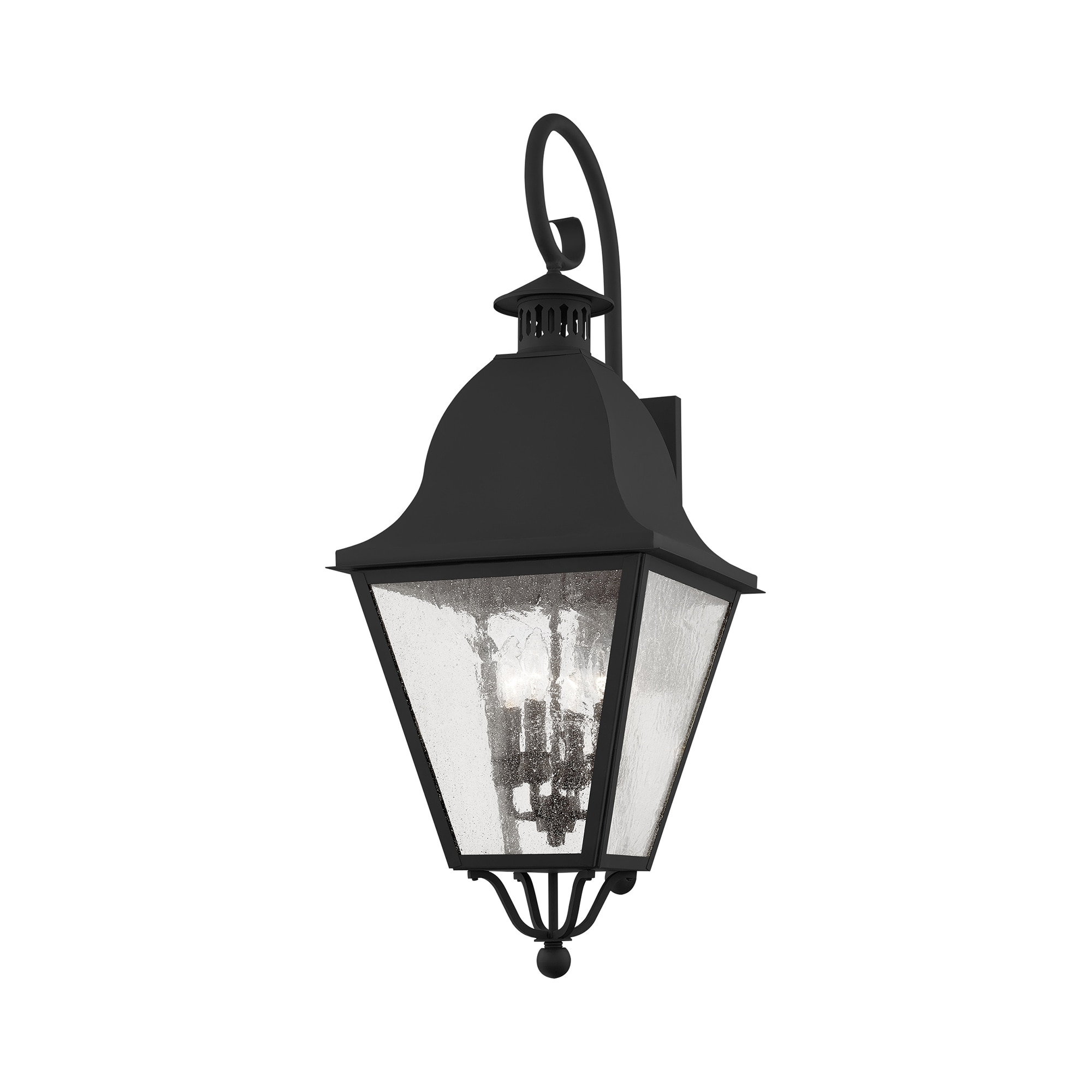 Elegant Black Seeded Glass 4-Light Outdoor Wall Lantern