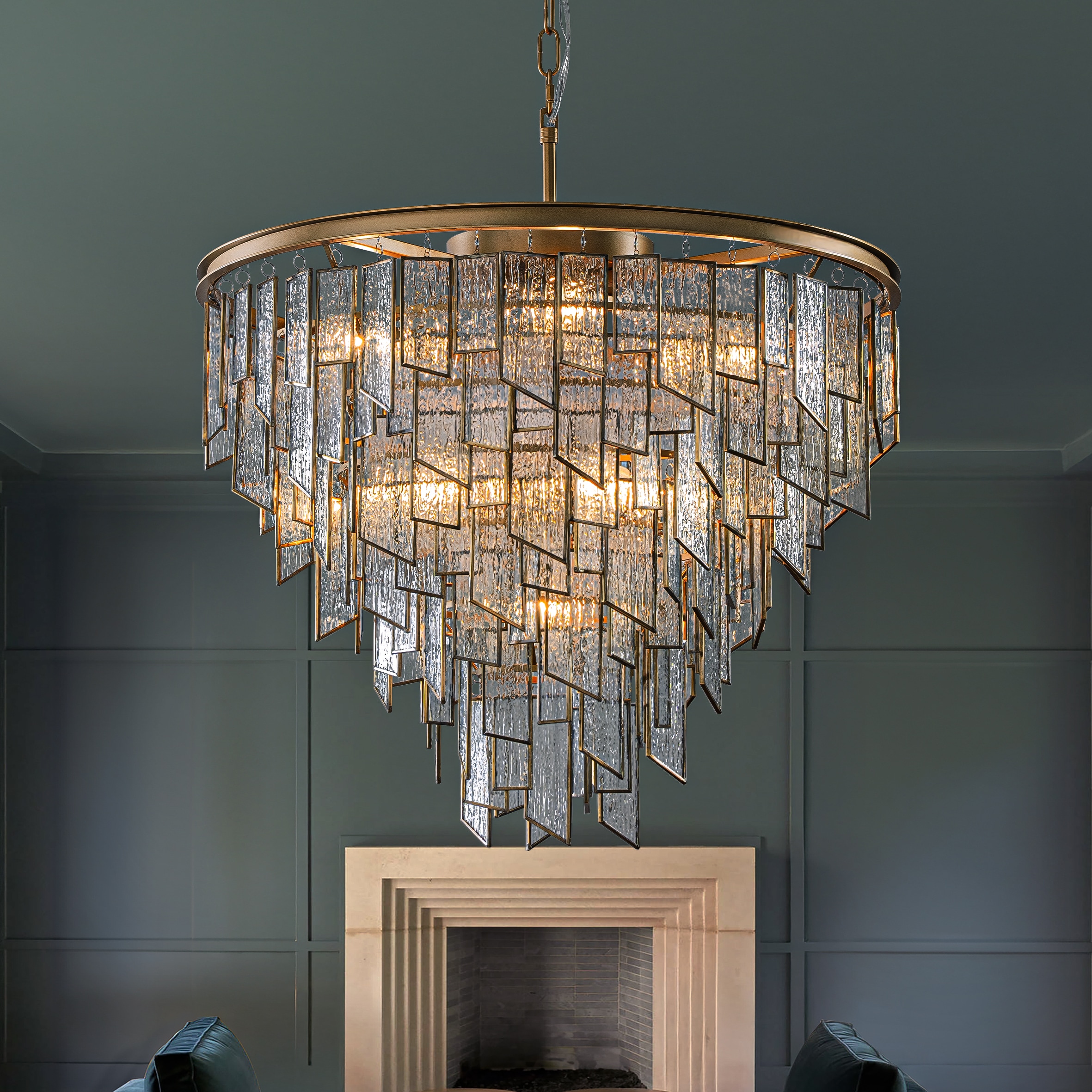 AloaDecor Lighting L7089D60MAB09A 9 -Light Matte Gold Glam For Use in Bedrooms, Dining Rooms, Foyers, Kitchens, Living Rooms Chandelier
