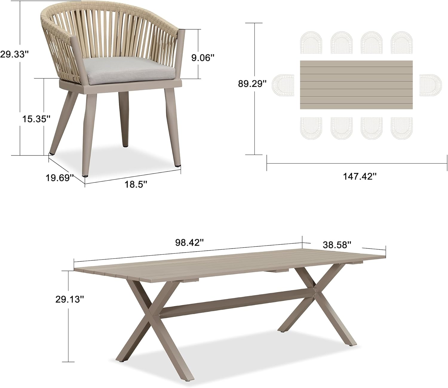 PURPLE LEAF LS03-OL11-250-CP Patio-Dining-Sets - View #8