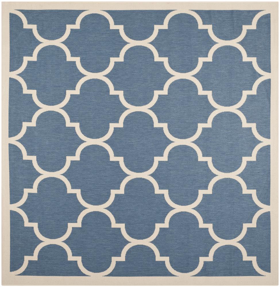Safavieh CY6914-243-4SQ Courtyard Omao 4 x 4 (ft) Loomed Polypropylene Blue/Beige Square Indoor/Outdoor Trellis Area rug