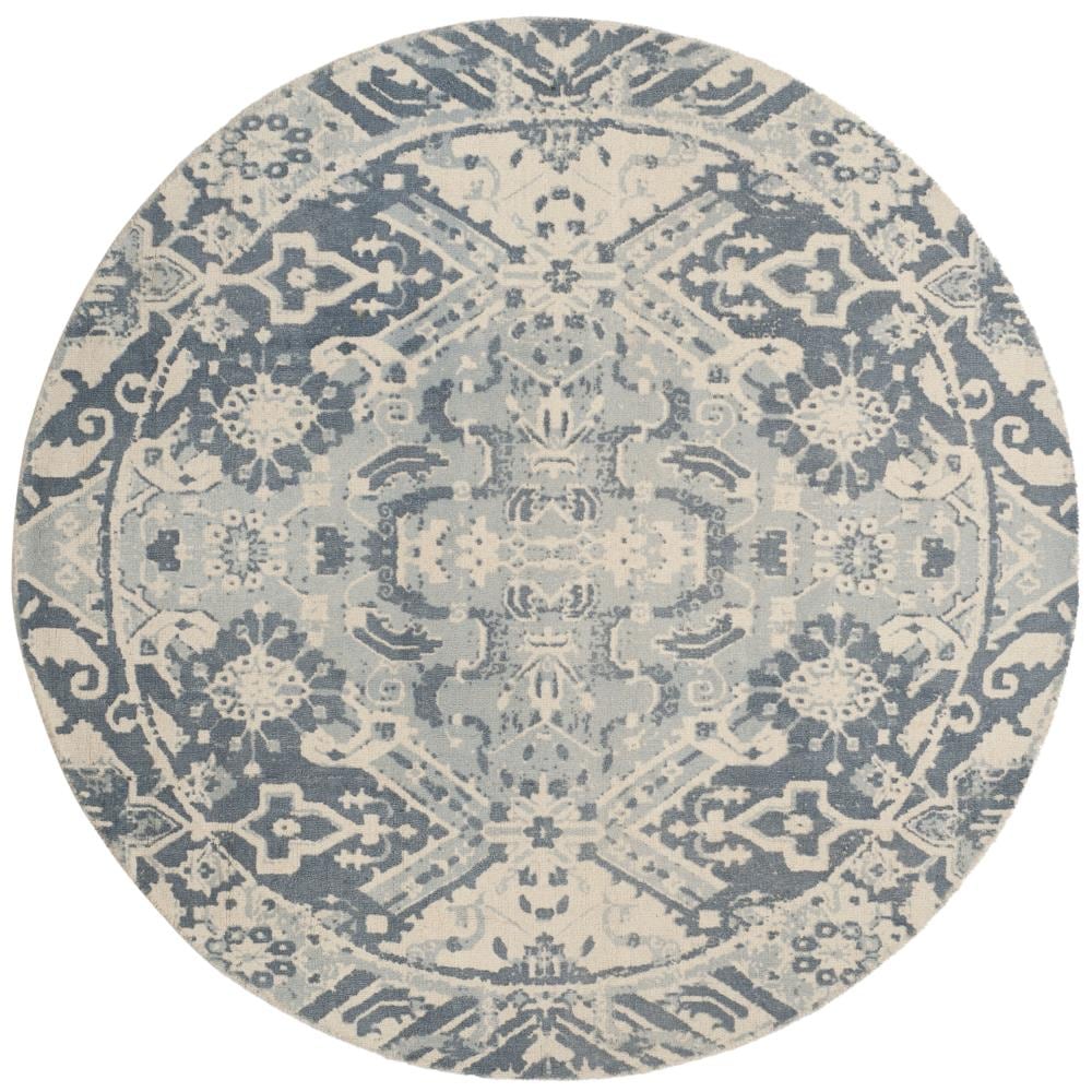 Safavieh RVT532A-6R Restoration Vintage Gaylen 6 x 6 (ft) Tufted Wool Charcoal/Ivory Round Indoor Distressed/Overdyed Vintage Area rug