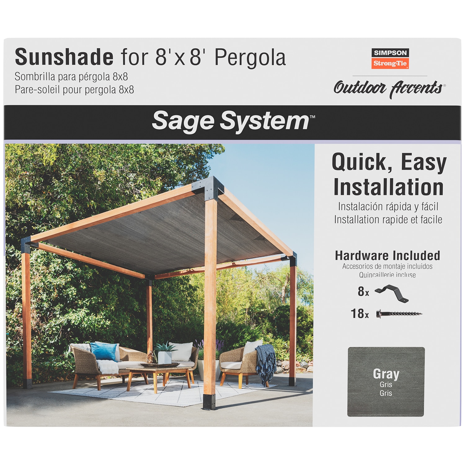 Simpson Strong-Tie SAGE-SHADE8X8G Shade-Sails-Fabric - View #5