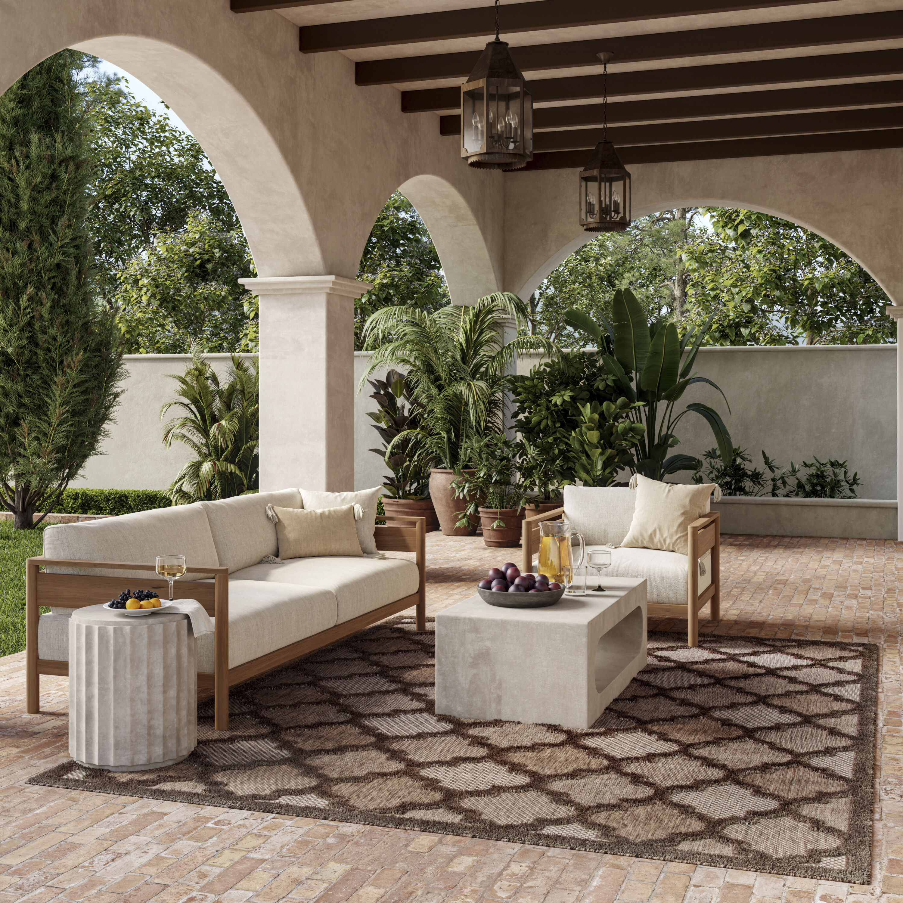 Nourison Home 099446945211 8 x 10 (ft) Loomed Polyester/Polypropylene Brown Rectangular Indoor/Outdoor Trellis Area rug