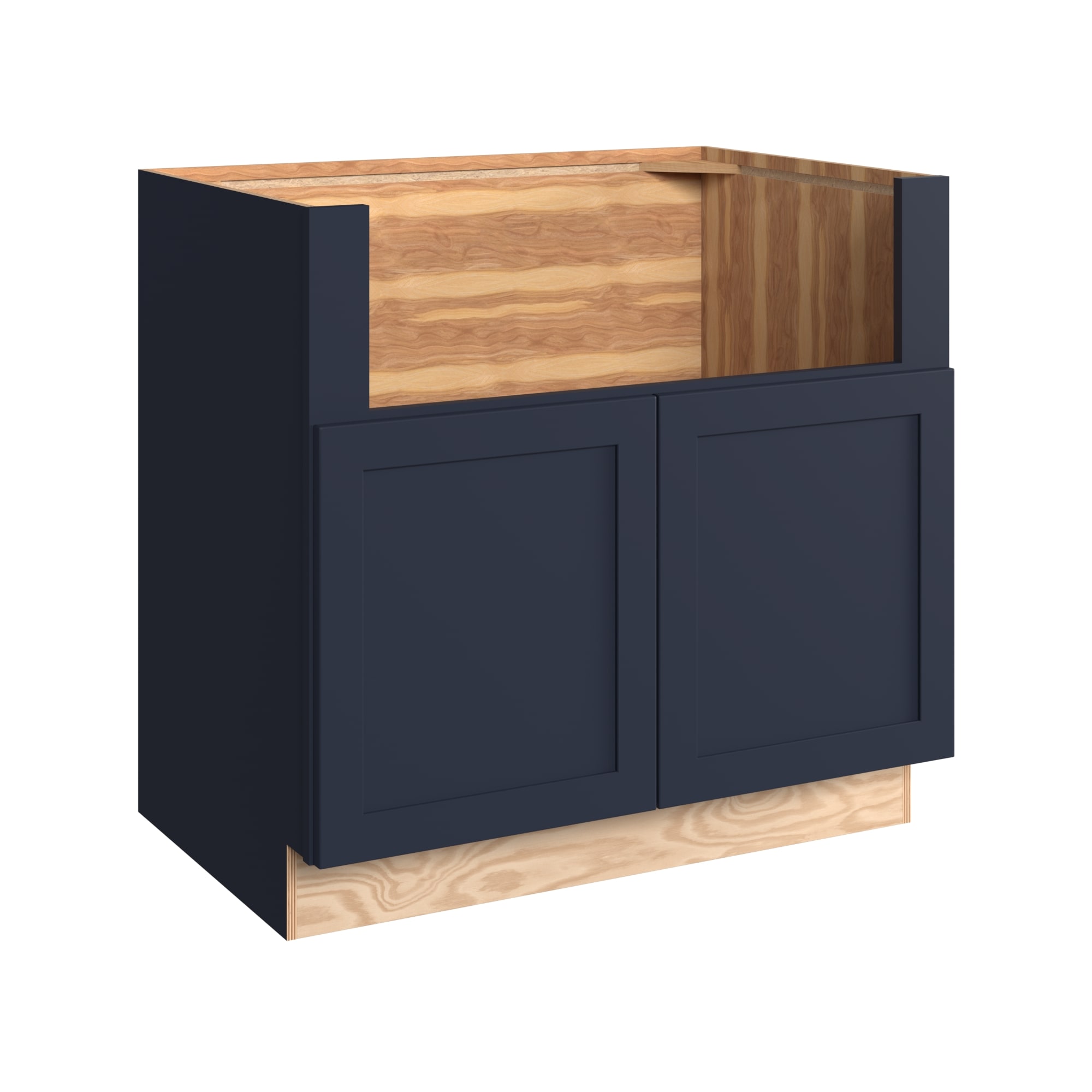 KraftMaid Momentum DSBE36G77 Deveron 36-in W x 34.5-in H x 24-in D Midnight Apron front sink Base Fully assembled Plywood Cabinet (Recessed Panel Shaker)