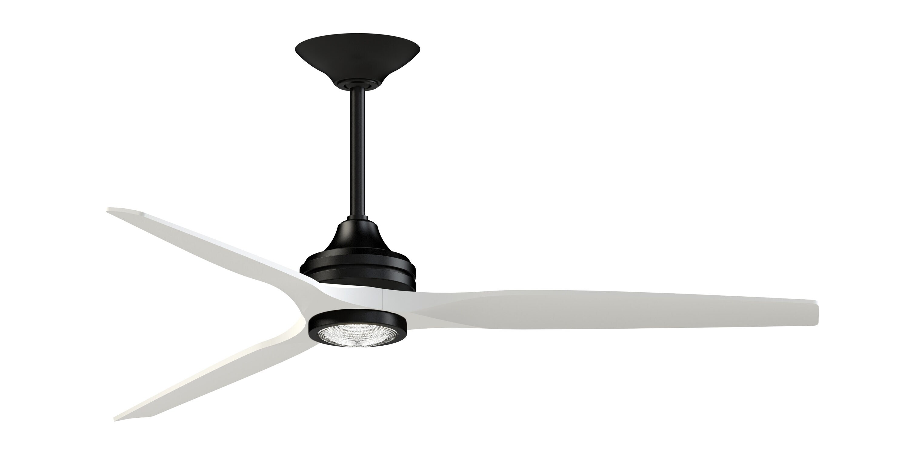 Fanimation FPD6721BBL-64MW-LK Spitfire 64-in Color-Changing Integrated LED Outdoor Smart Black with Matte White Blades Propeller Ceiling Fan With Light - Remote Included ( 3 -Blade )