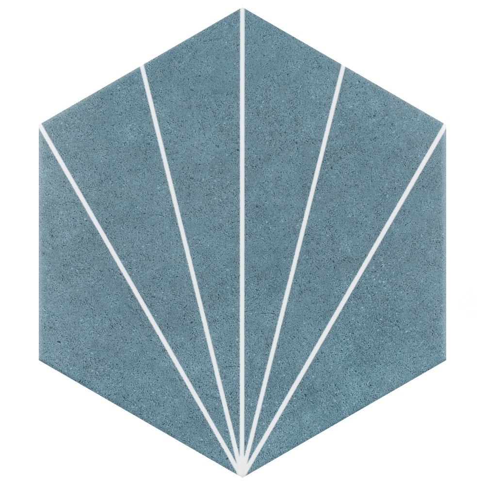 Affinity Tile S1FCDASAX Sample - Aster Hex Azul 9-in x 10-in Satin Porcelain Hexagon Floor and Wall Tile