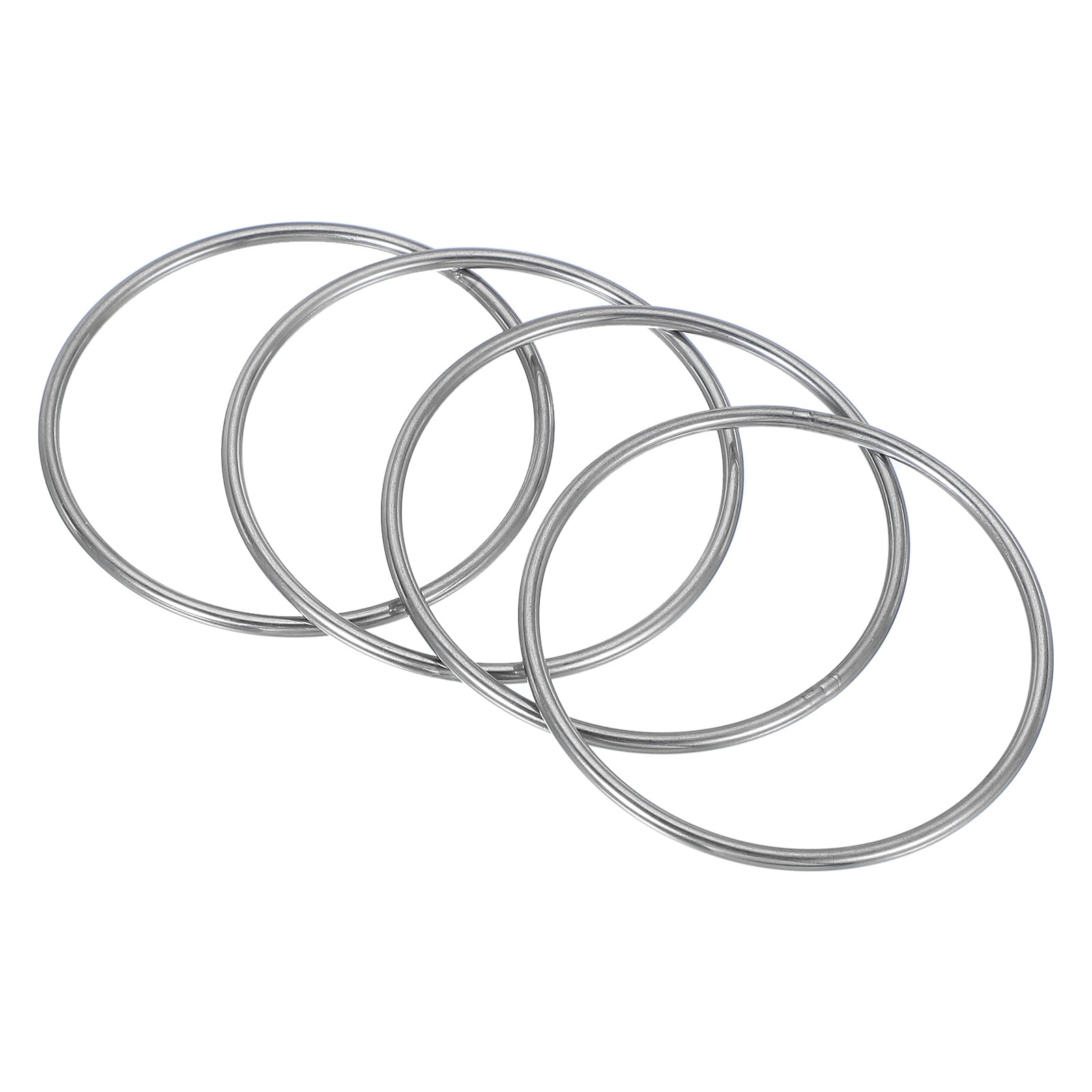 PATIKIL 2.8 Inch Metal O Ring 4pcs Heavy Duty 304 Stainless Steel O Rings Welded Round Rings for DIY Crafts Hardware Belt Dog Leash Macrame 3x70mm