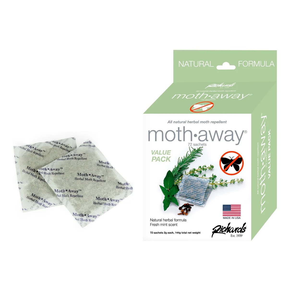 J&v Textiles Moth Away Sachets Nontoxic (white 2.25 X 2.25) : Target