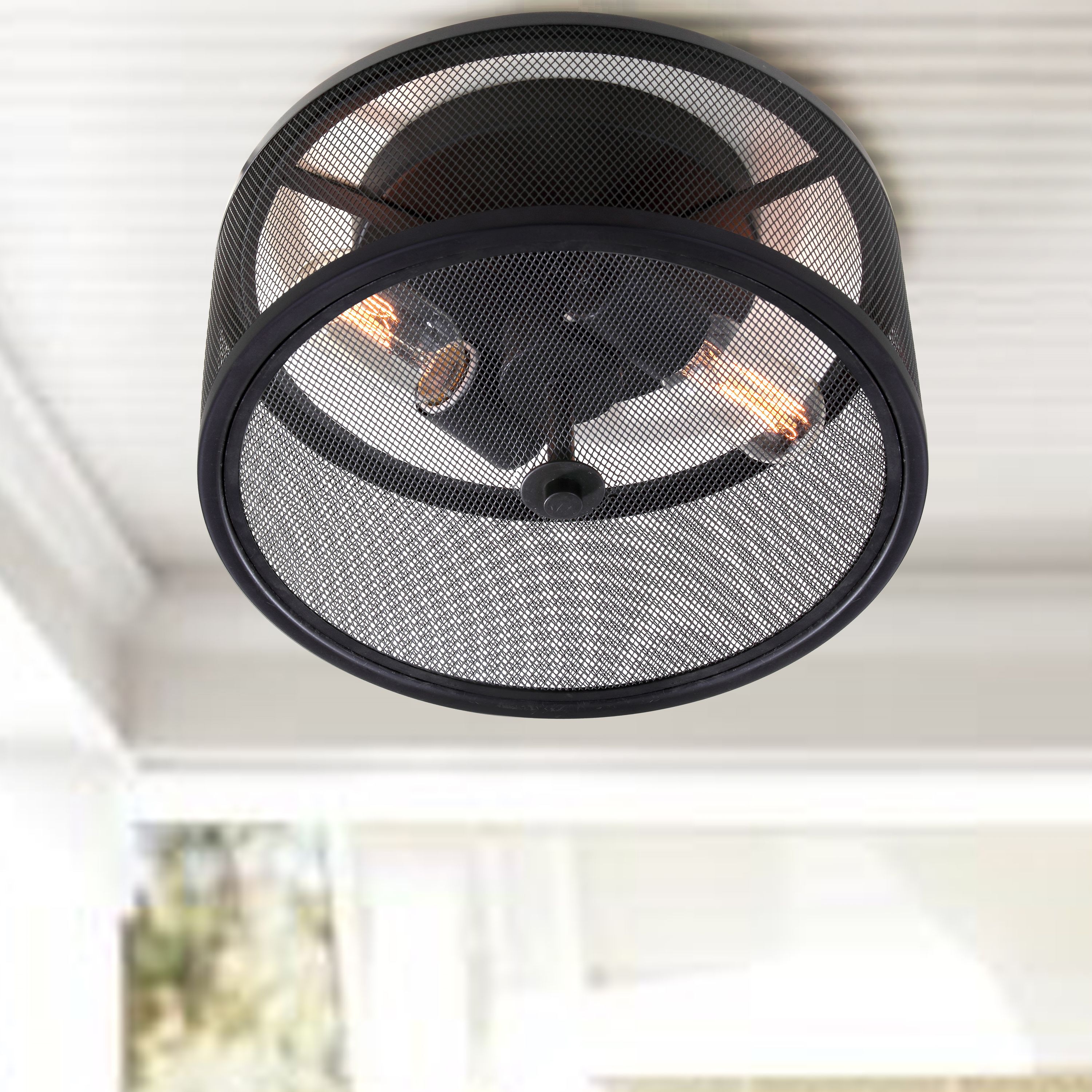 Matte Black Contemporary Mesh Metal 11.75" Flush Mount Ceiling Light