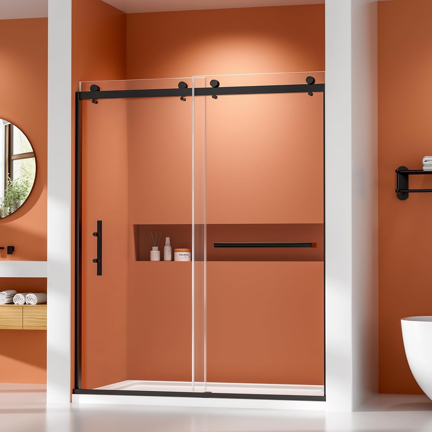 CYIKE  Shower Door 60 W x 74 H Framed Double Sliding Shower Door with 1/4 in Thick Tempered Glass Matte Black durable home and garden accessory