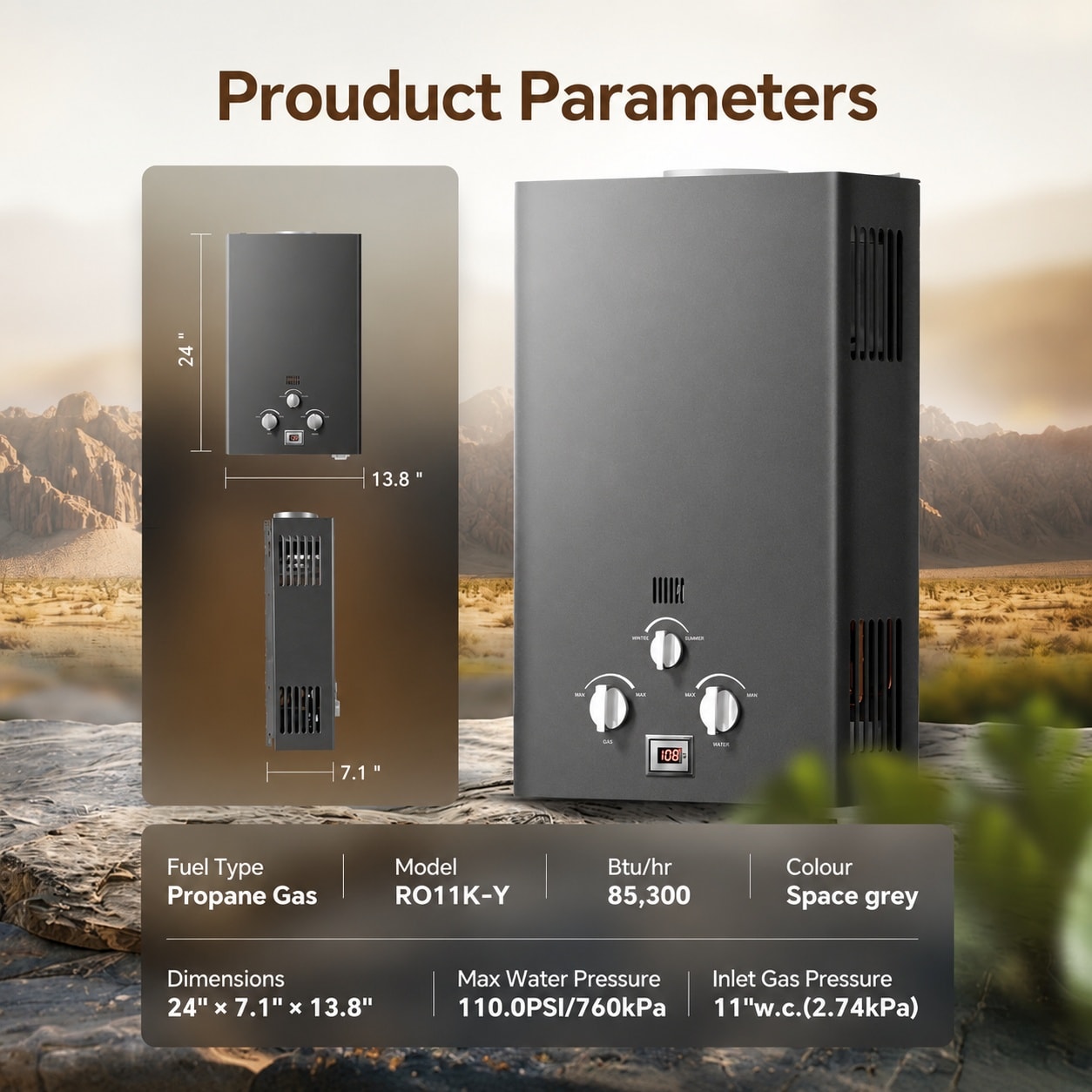 Misopily 18L Tankless Water Heater Propane Gas Outdoor Up to 4.74 GPM ...