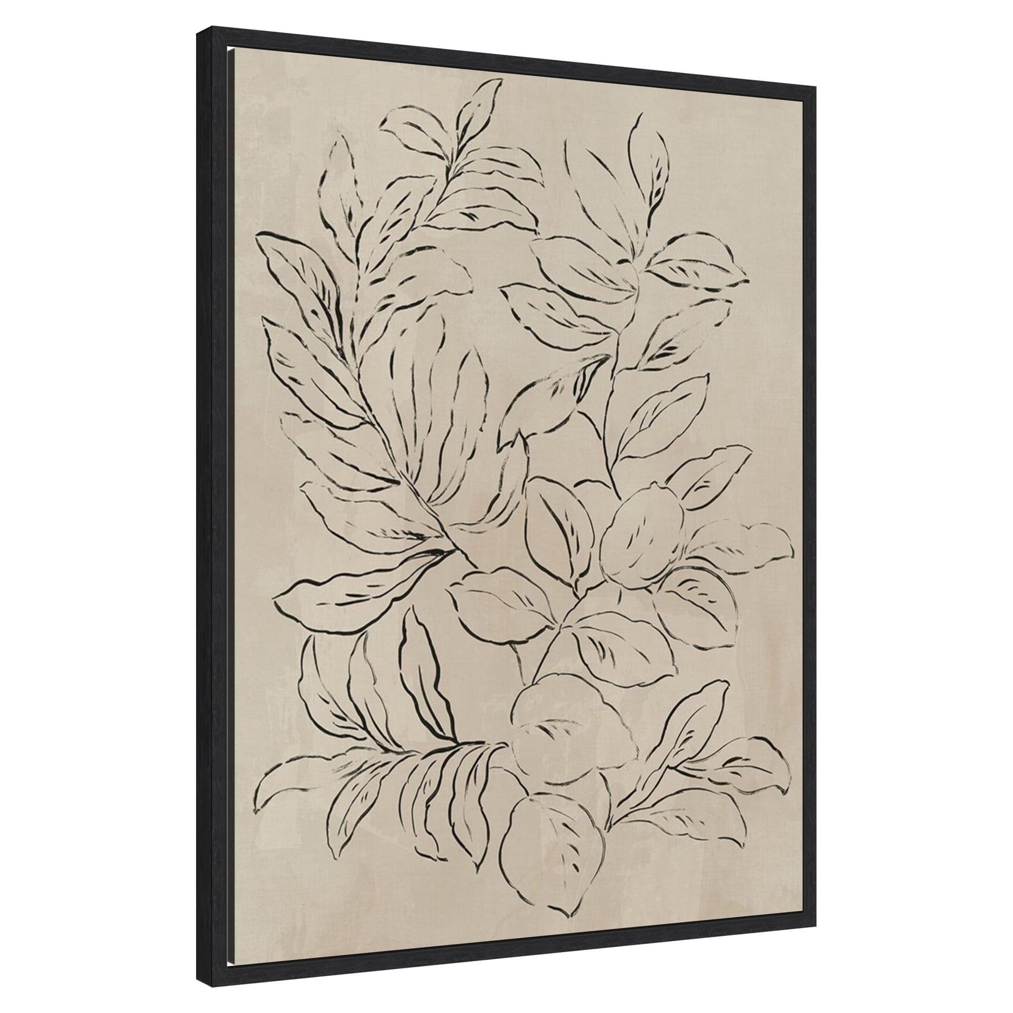Amanti Art  Outlined Leaves I by Asia Jensen Framed Canvas Wall Art Print 23 W x 30 H in.