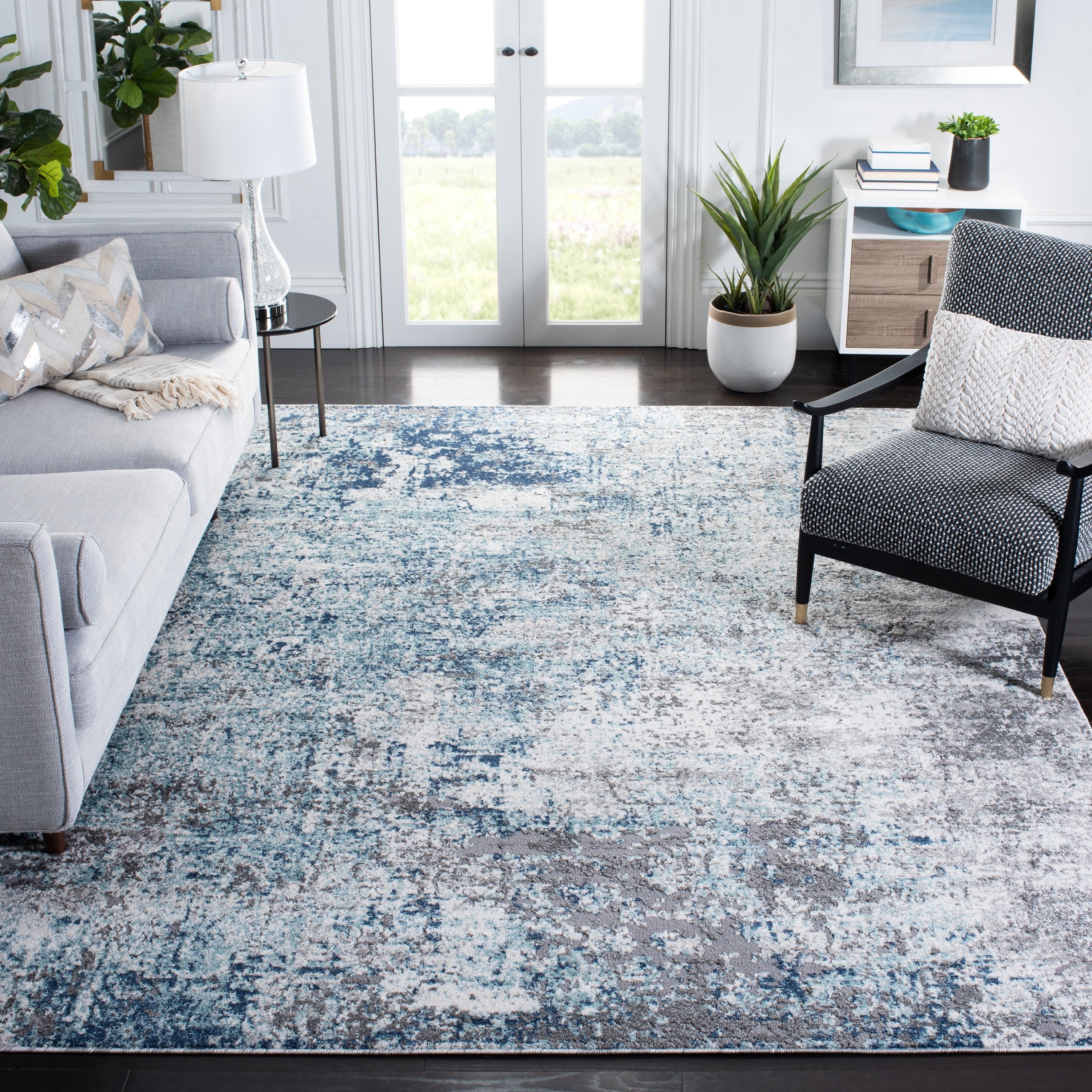 Safavieh Aston Iwa 9 x 12 Light Blue/Gray Indoor Abstract Bohemian/Eclectic Area Rug in the Rugs department at Lowes.com