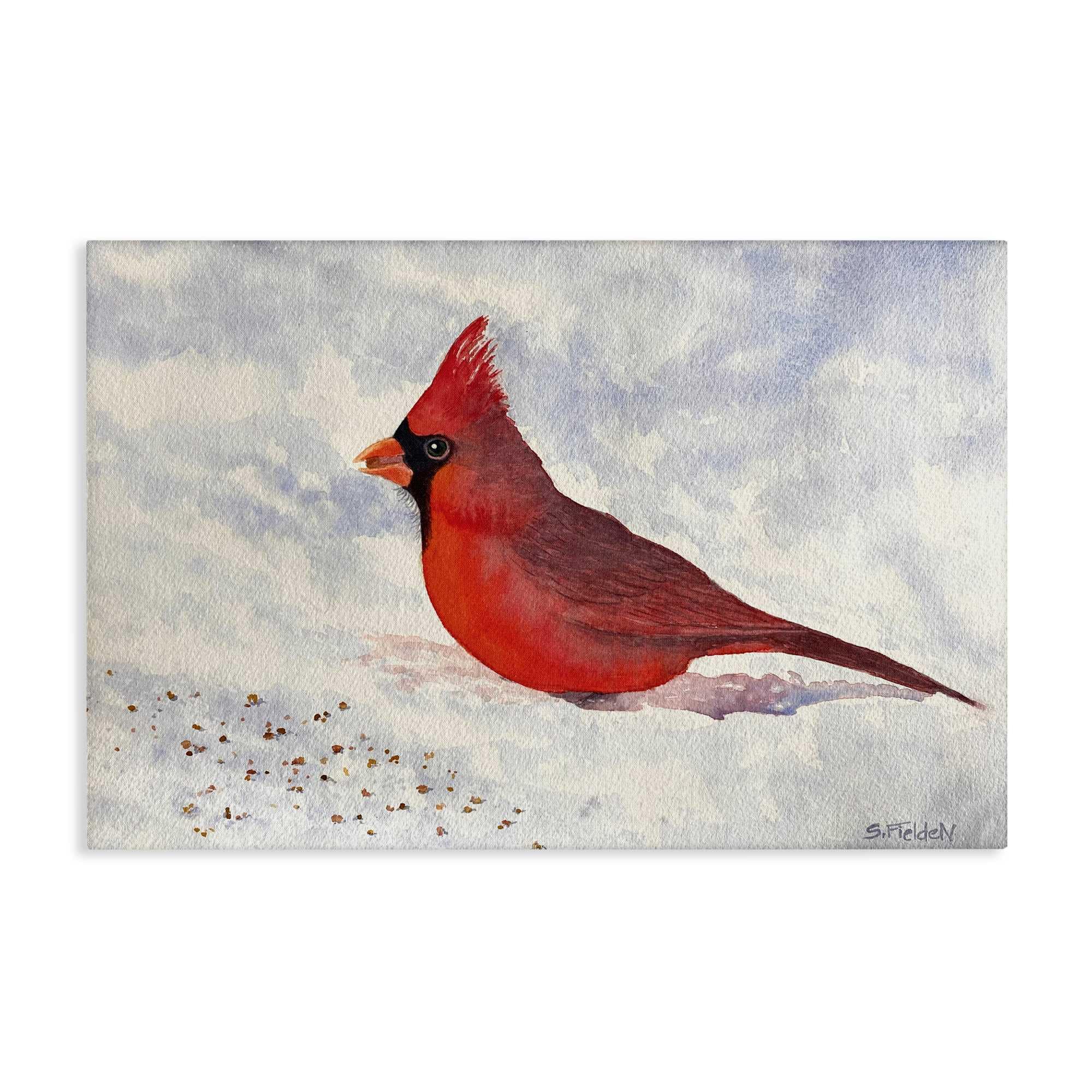 Stupell Industries BS-577-CN-30X45 Red Cardinal in Snow Canvas design by Stephanie Fielden