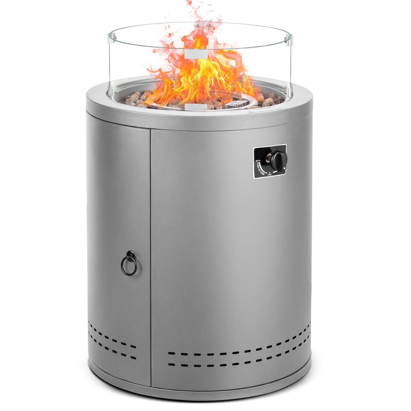 COWSAR LS46U20G 19.69-in W Grey Stainless steel Round Liquid propane Fire pit