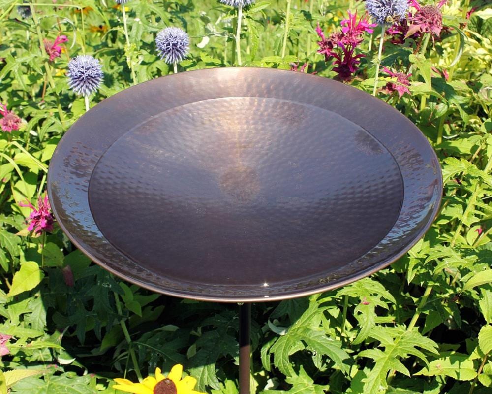 Burnt Copper 14" Birdbath with 36" Wrought Iron Stake
