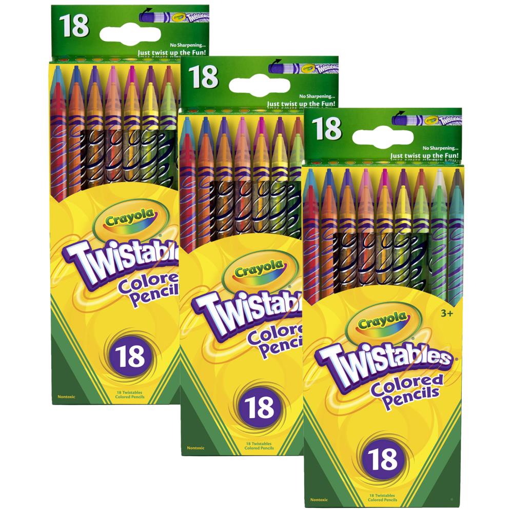 Crayola Twistables Colored Pencils, 18 Per Box, 3 Boxes at 