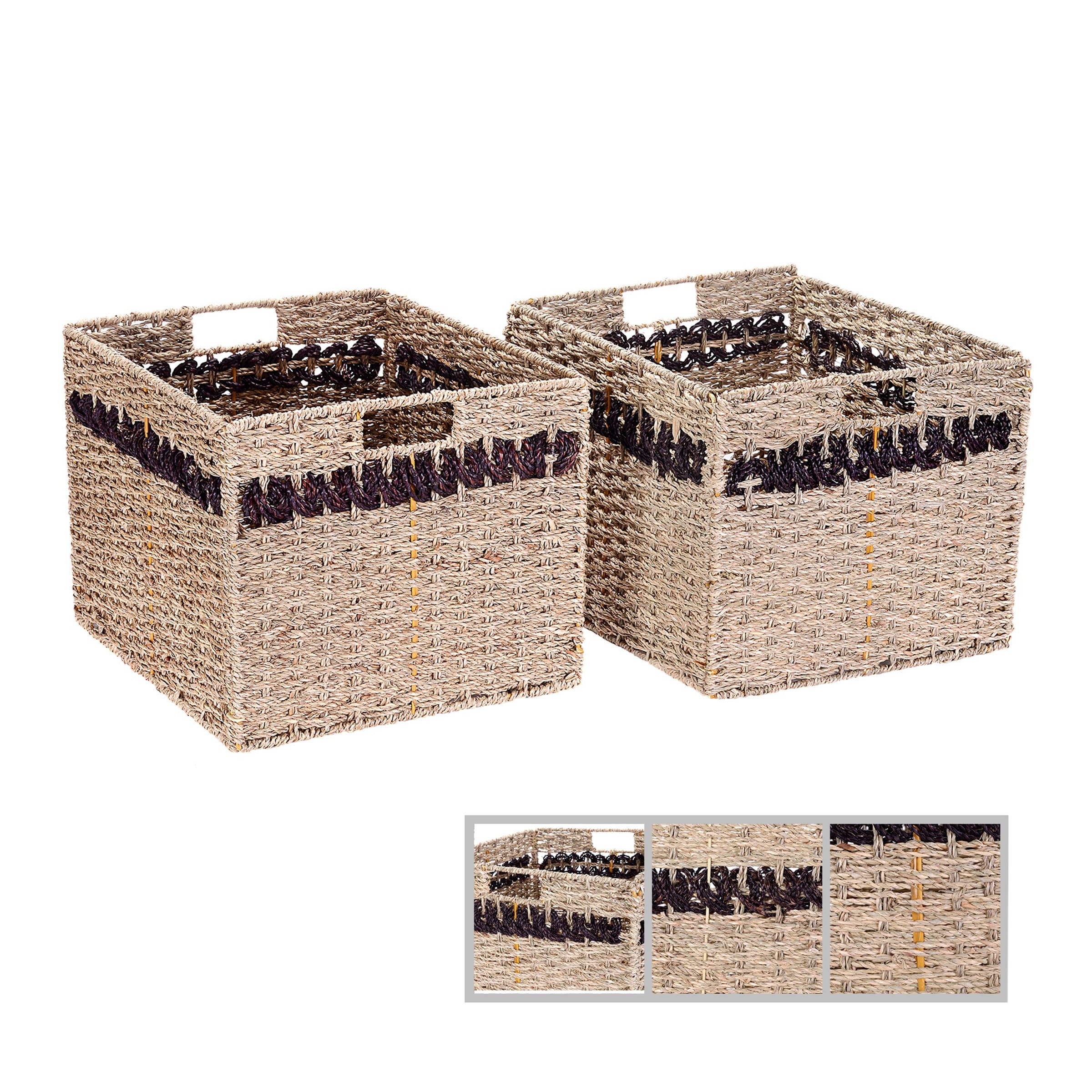 Hastings Home 2-Pack 13-in W x 11-in H x 15-in D Tan Wicker Bin at ...