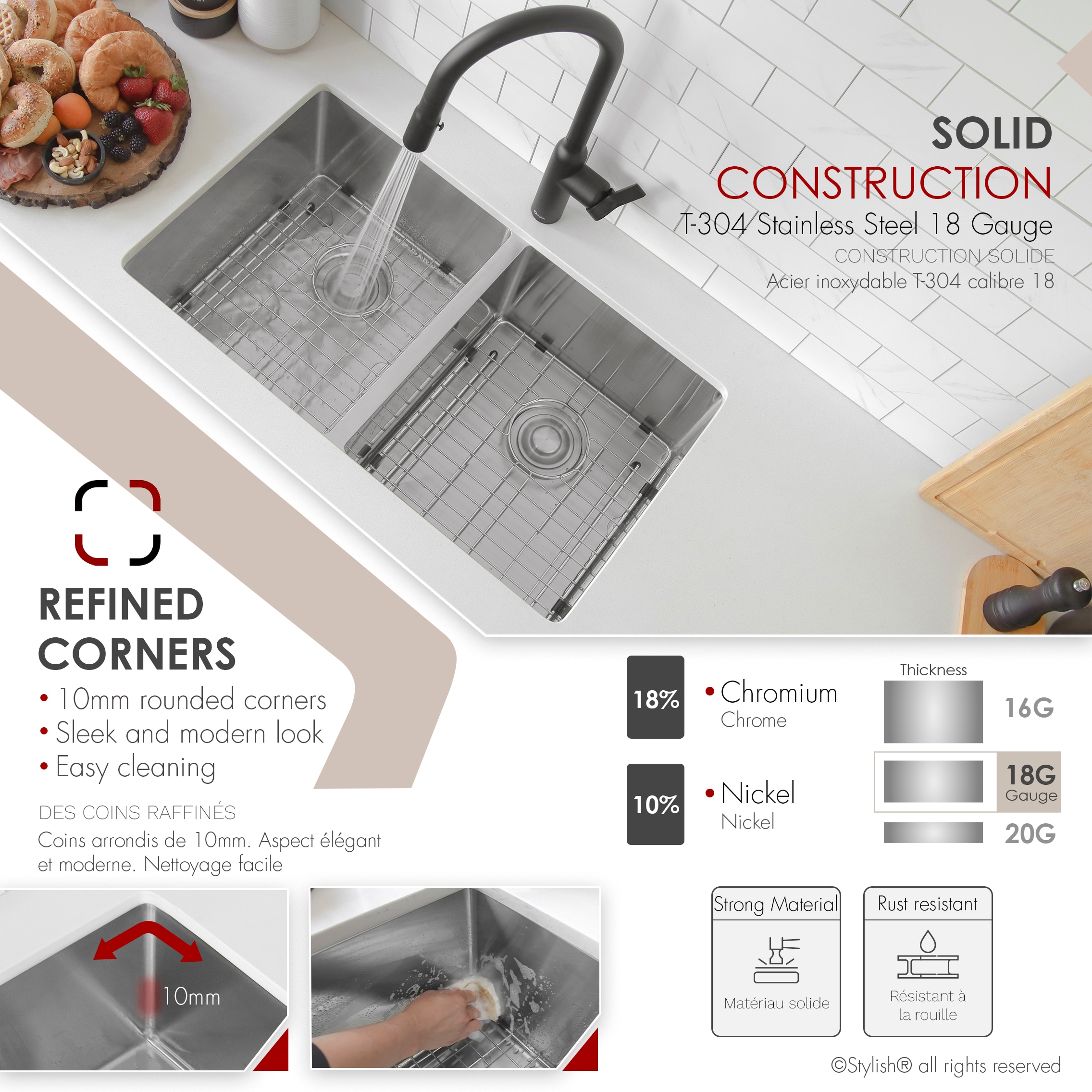 Stylish S-304TG1 Kitchen-Sinks - View #3