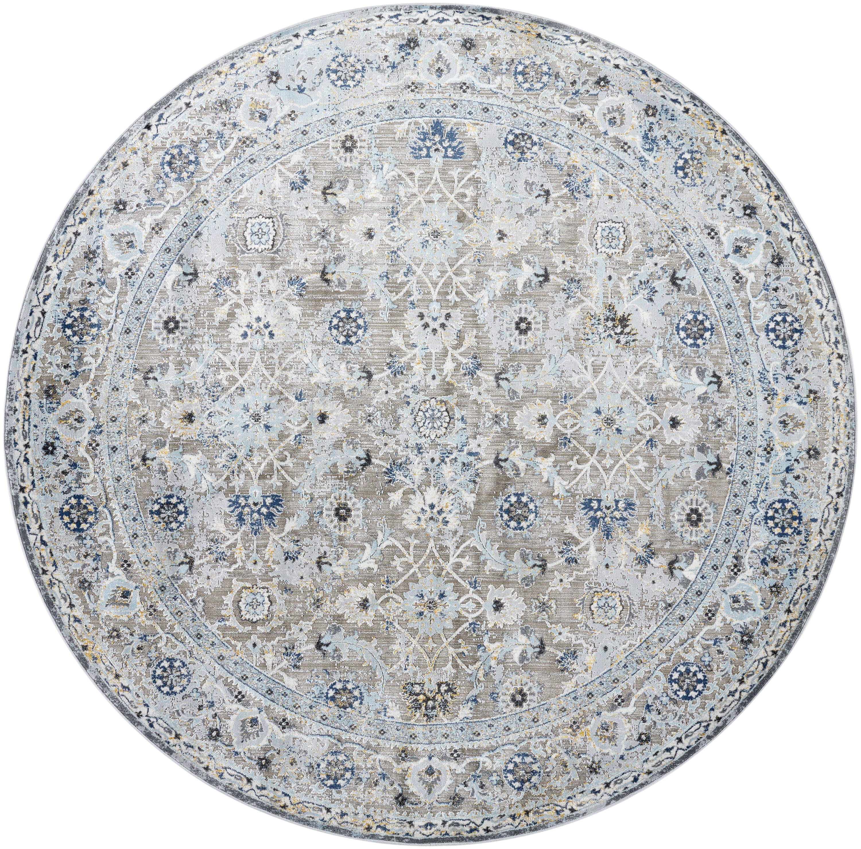 Livabliss HSL2301-710RD Hassler 7 x 7 (ft) Flatweave Polyester/Polypropylene Gray Round Indoor Vintage Area rug