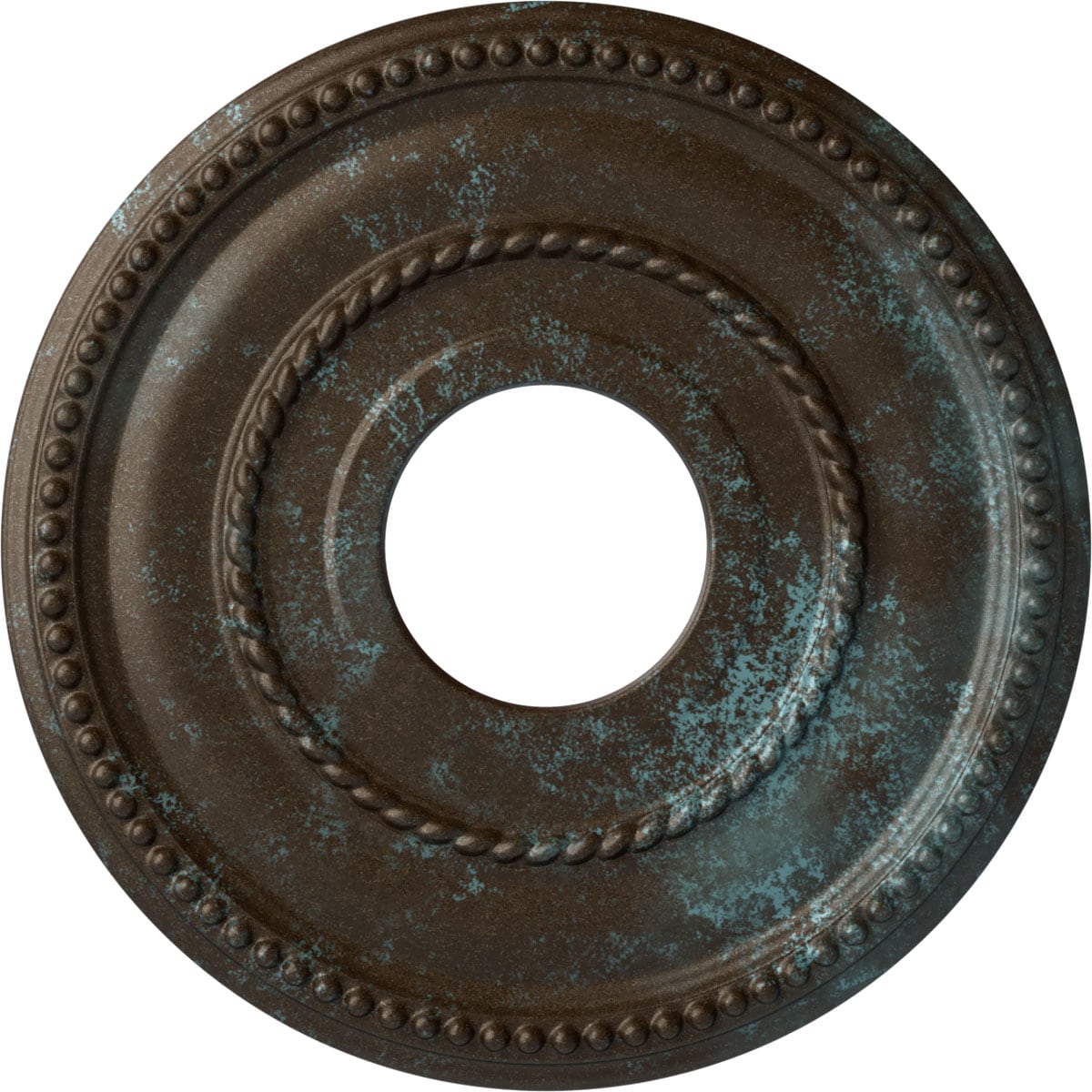 Ekena Millwork CM12VABBS Valeriano 12.125-in W x 12.125-in L Painted Bronze Blue Patina Polyurethane Whole Ceiling Medallion