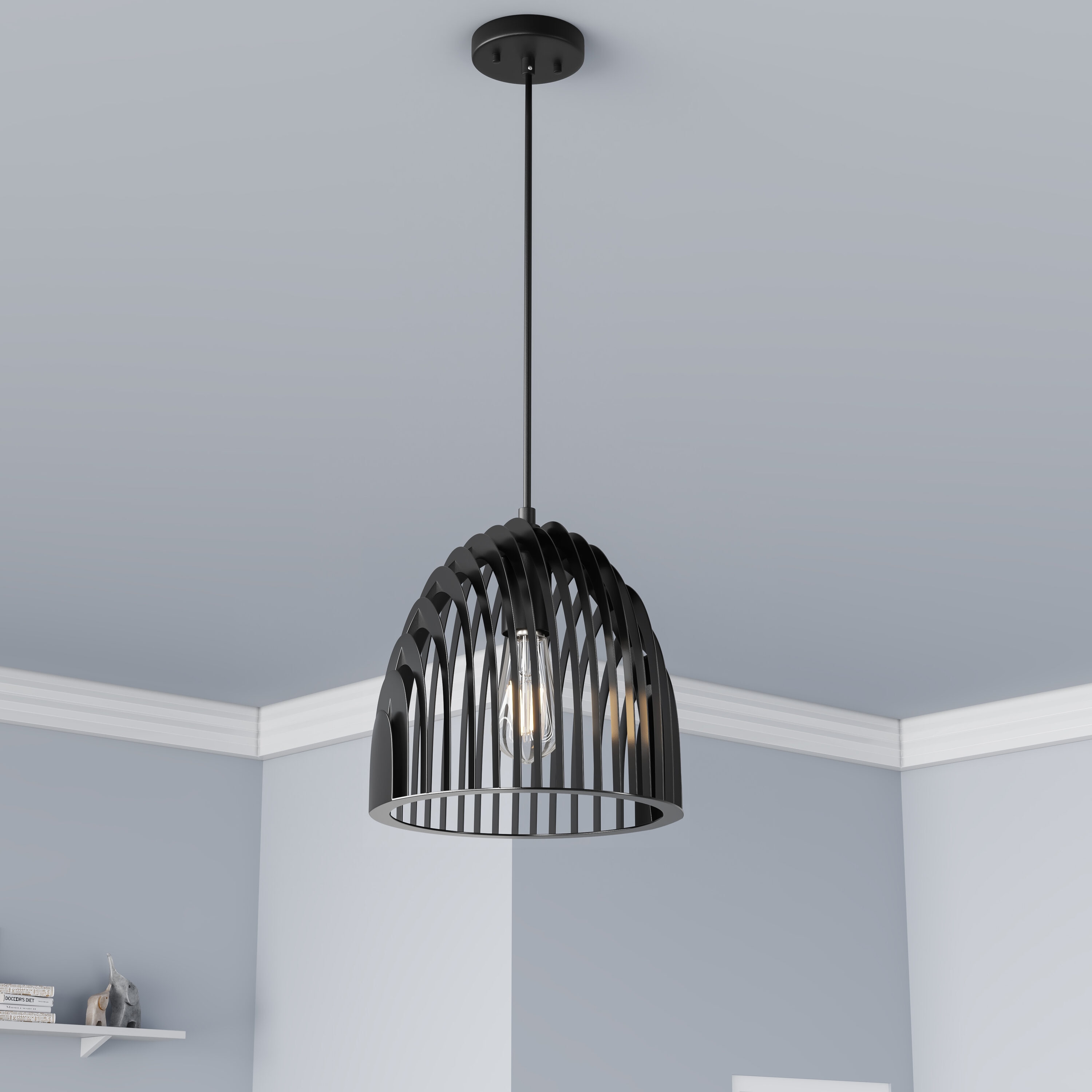 Aiwen AD-2007-BLACK 1 -Light Black Modern/contemporary Dome Small Hanging Pendant light
