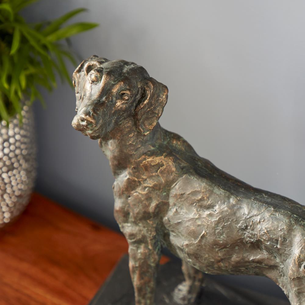 Grayson Lane 11 x 11 Textured Resin Black Dog Statue with Gold Finish ...