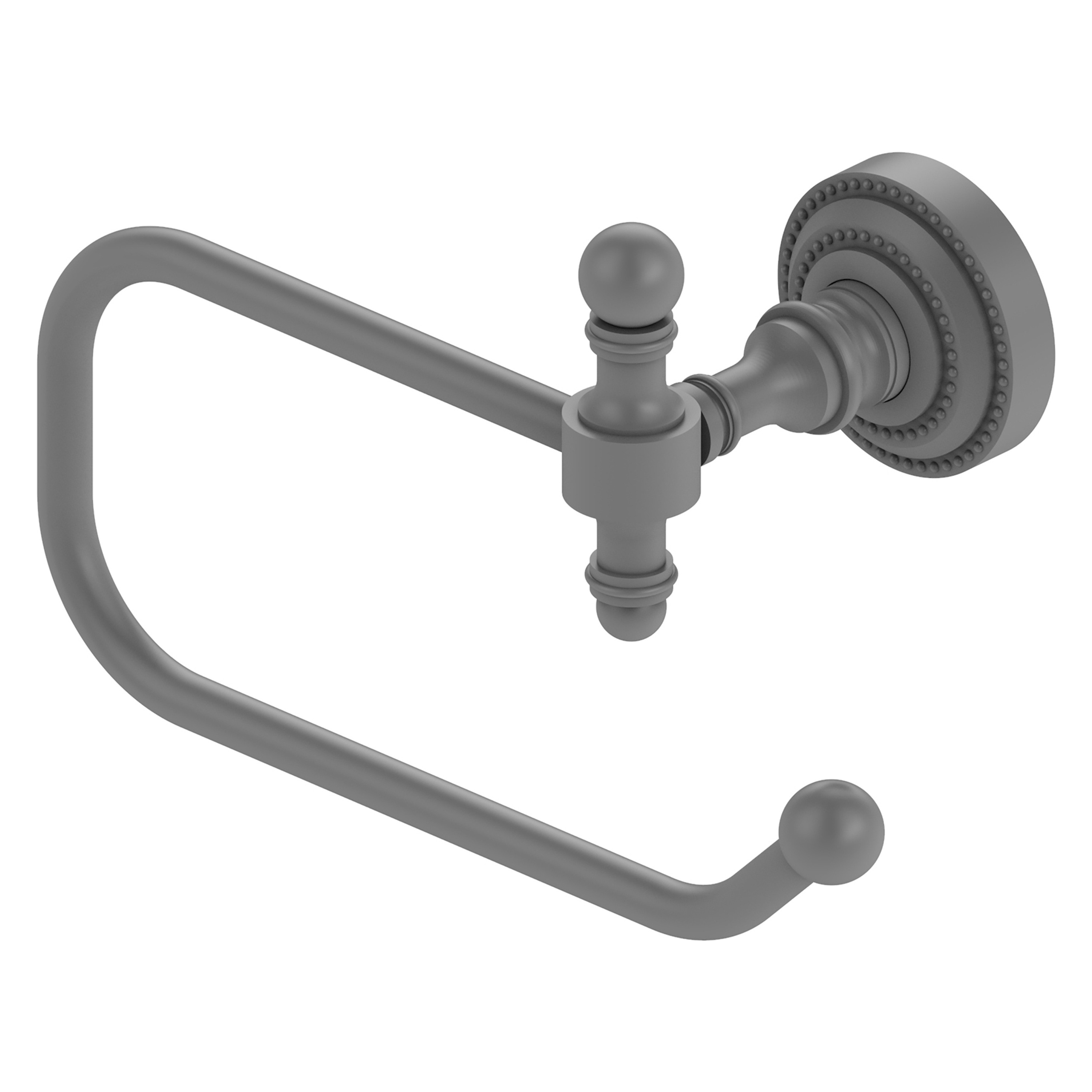 Allied Brass RD-24E-GYM Retro Dot Matte Gray Wall mount Single post Toilet Paper Holder 1 -Rolls with Storage