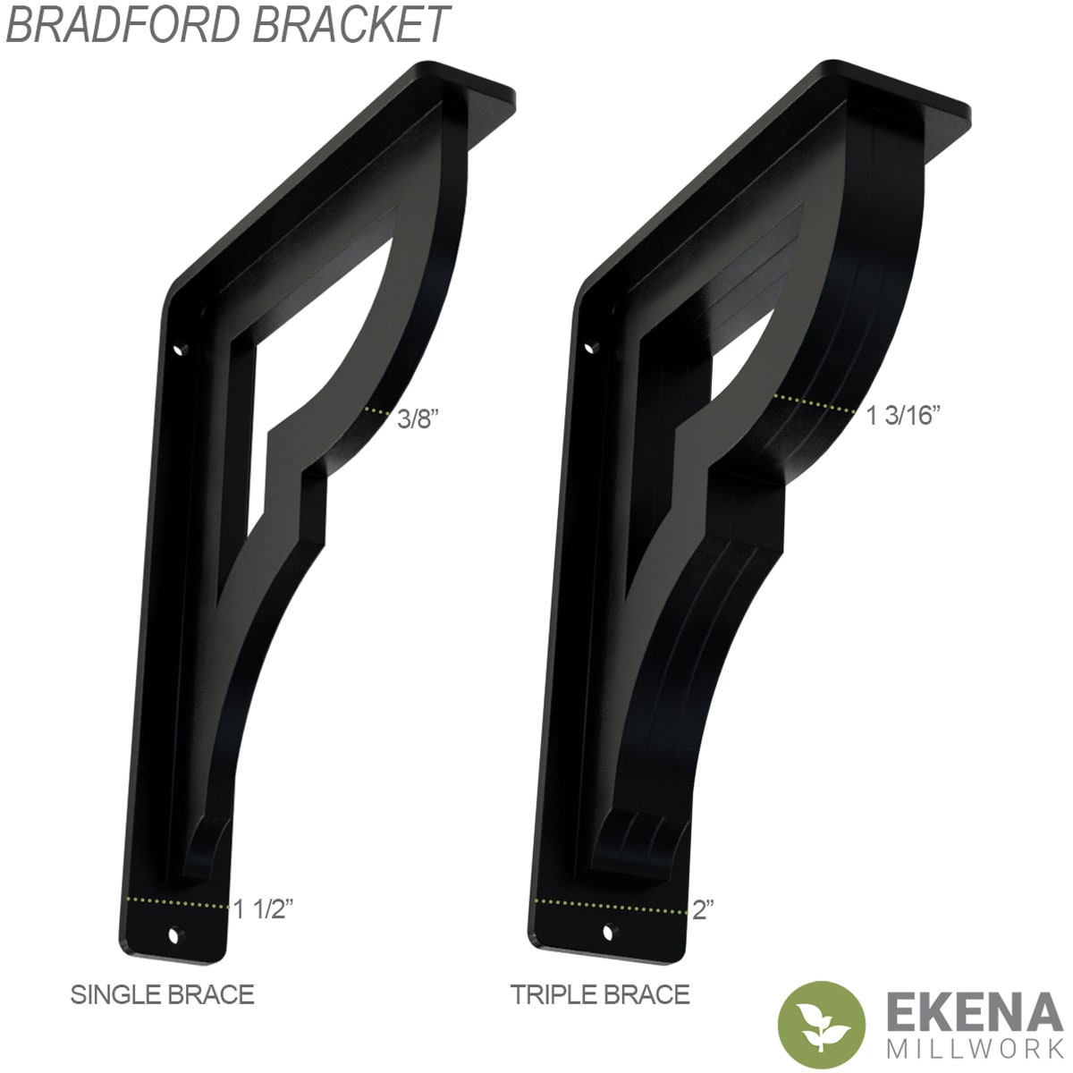 Ekena Millwork BKTM02X12X15TBR Mending-Plates-Brackets-Braces - View #2