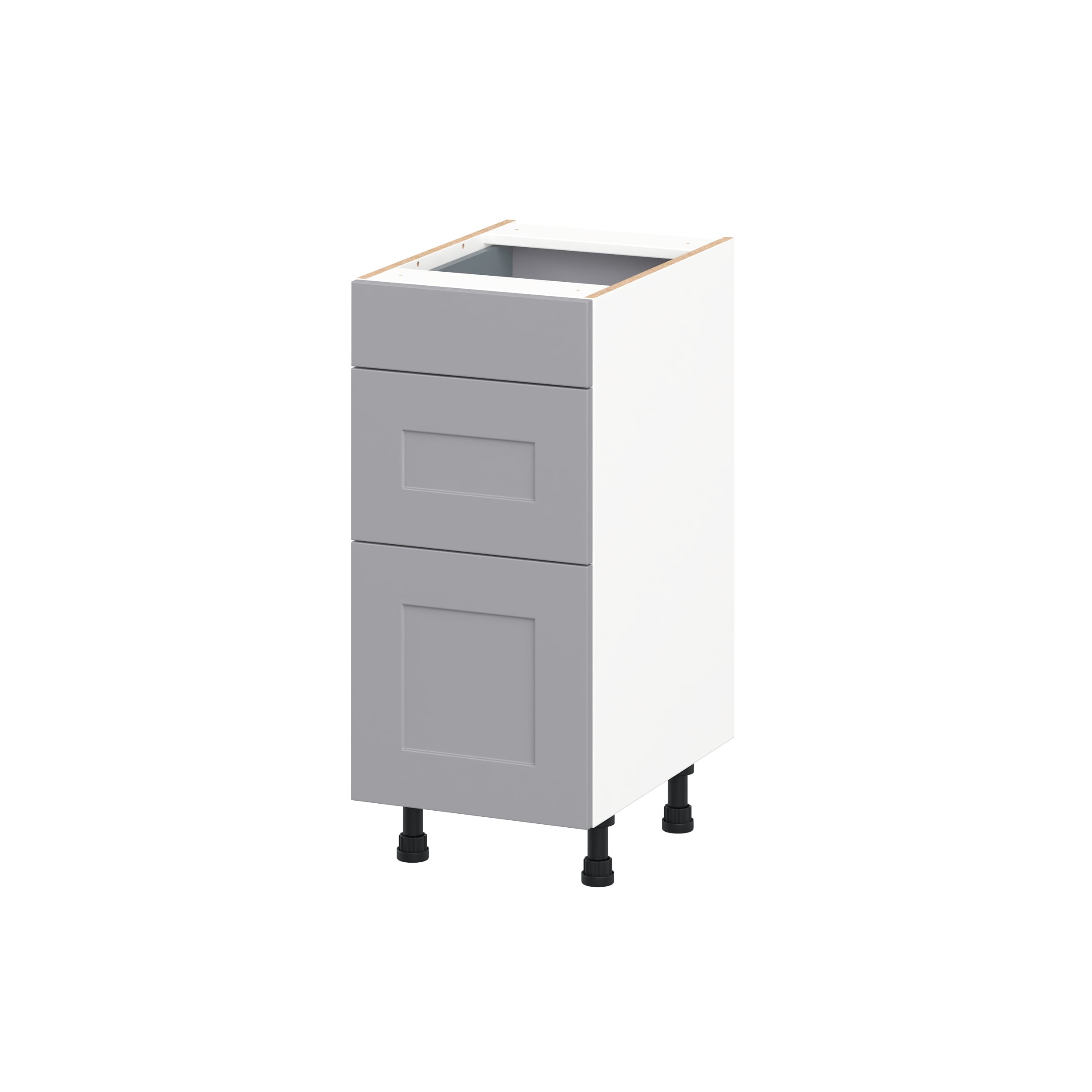 Hugo&Borg DSV3D15-BM Beaumont 15-in W x 34.5-in H x 21.83-in D Slate Gray 3 -Drawers Drawer Base Fully assembled Cabinet Recessed Panel Shaker