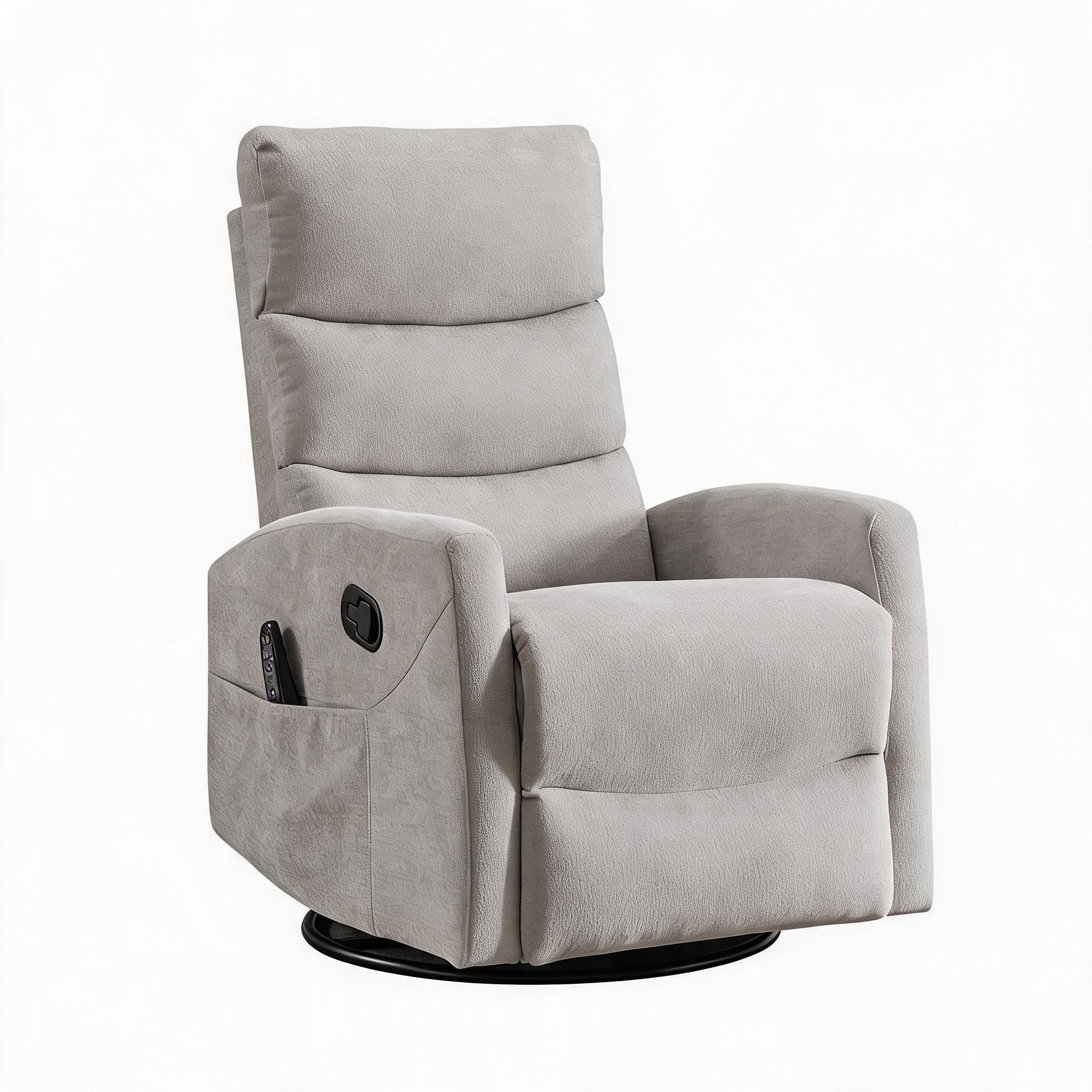 Horizons Prime - Grey Fabric Heat Massage Manual Recliner Chair with Rocker and Swivel for Living...