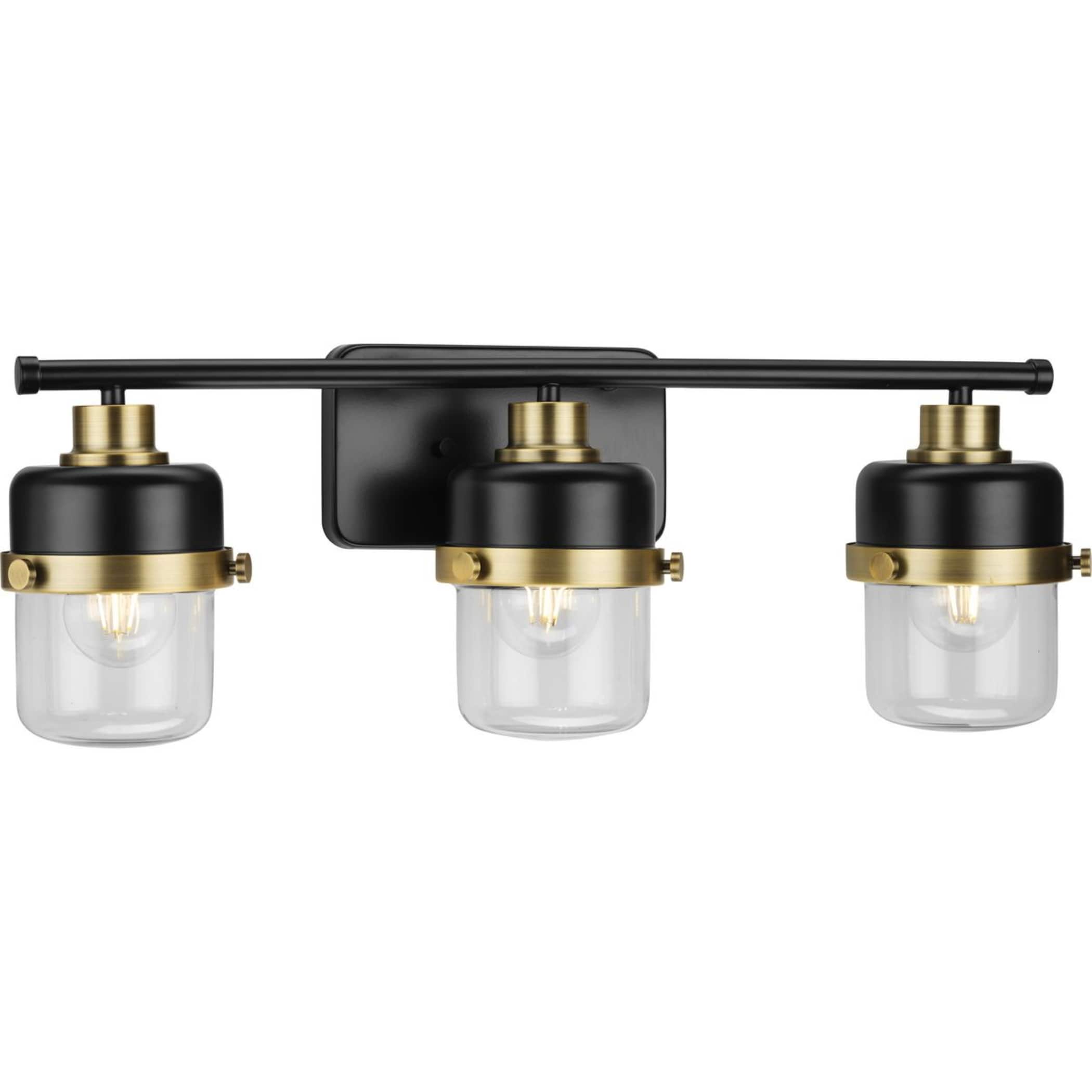 Progress Lighting P300424-31M Beckner 24.12-in 3 -Light Matte Black Mid-century Vanity light