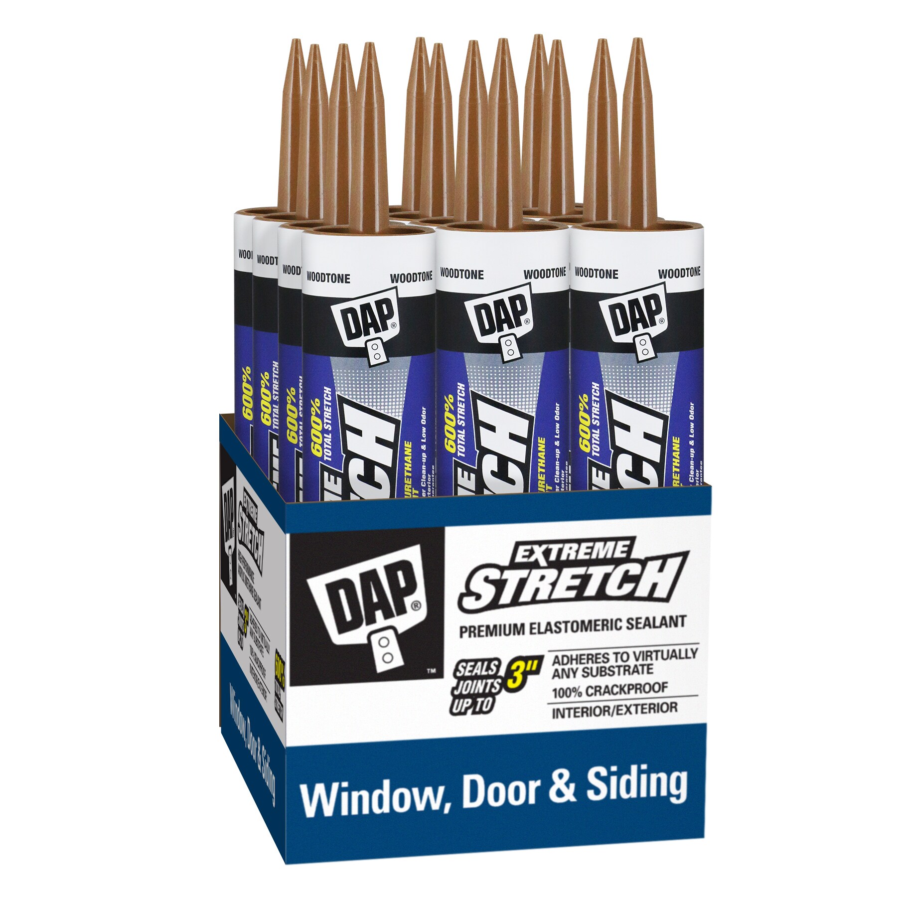 DAP 7079818706SOS Extreme Stretch 12 -Pack 10.1-oz Exterior specialty Woodtone Paintable Acrylic Urethane Elastomeric Sealant Caulk