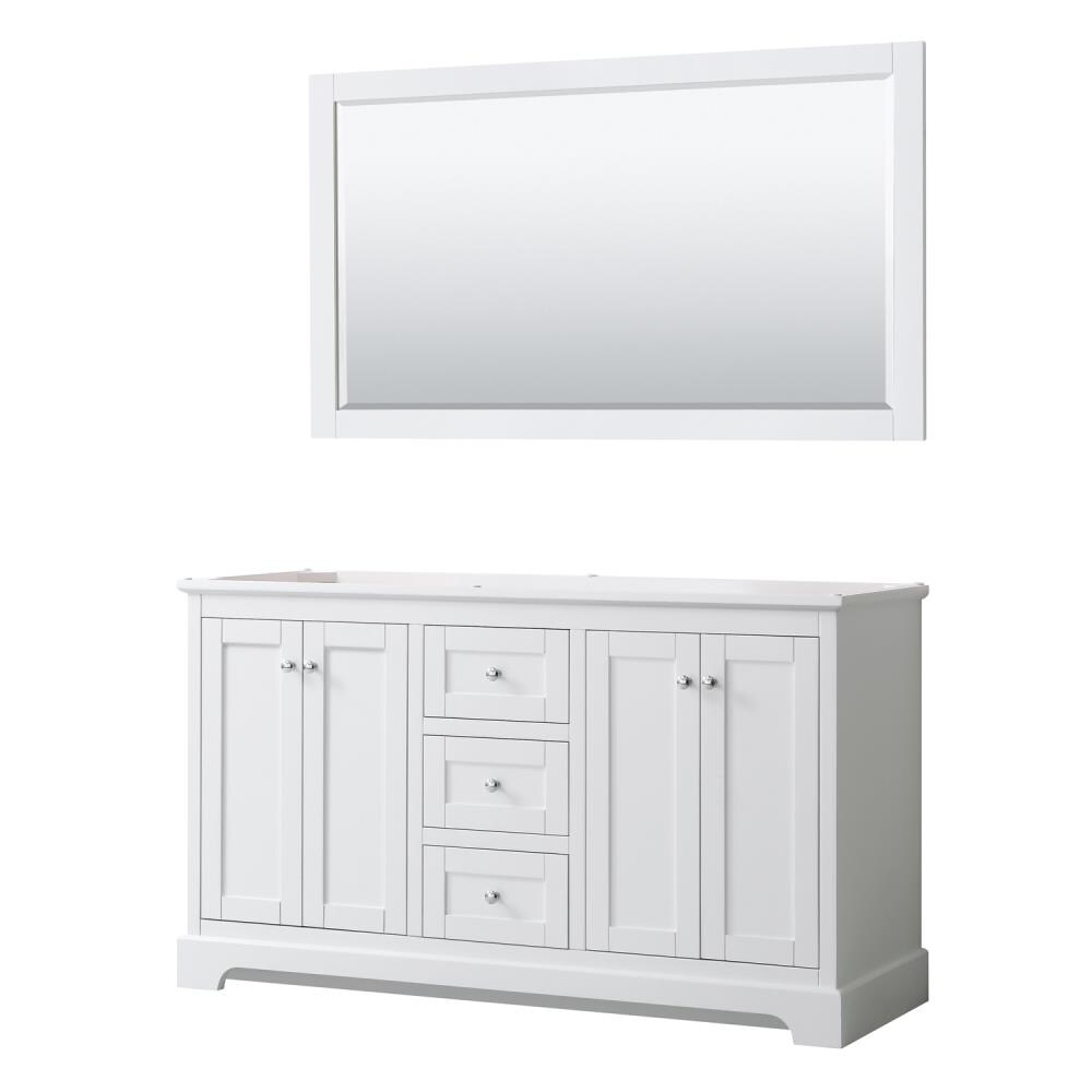 Wyndham Collection Avery 60 In White With Polished Chrome Trim Bathroom Vanity Base Cabinet