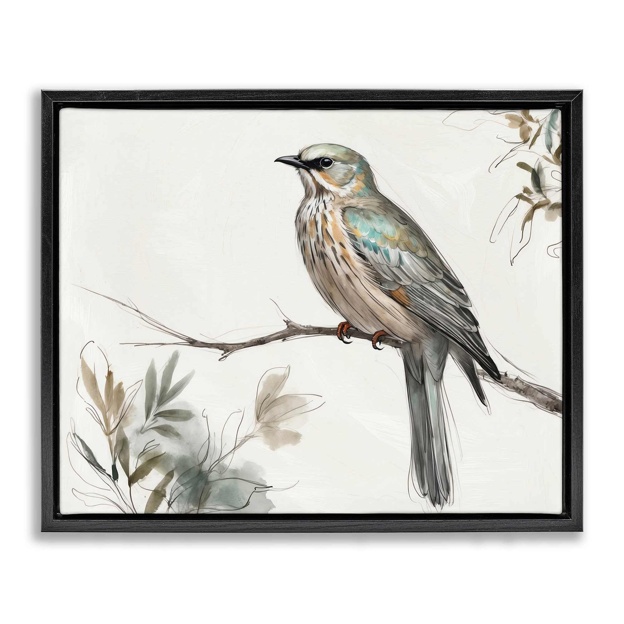 Stupell Industries BT-781-FFB-16X20 Stoic Bird Wildlife Study Black Framed Floater Canvas Wall Art By LSR Creative Studio 21 x 17