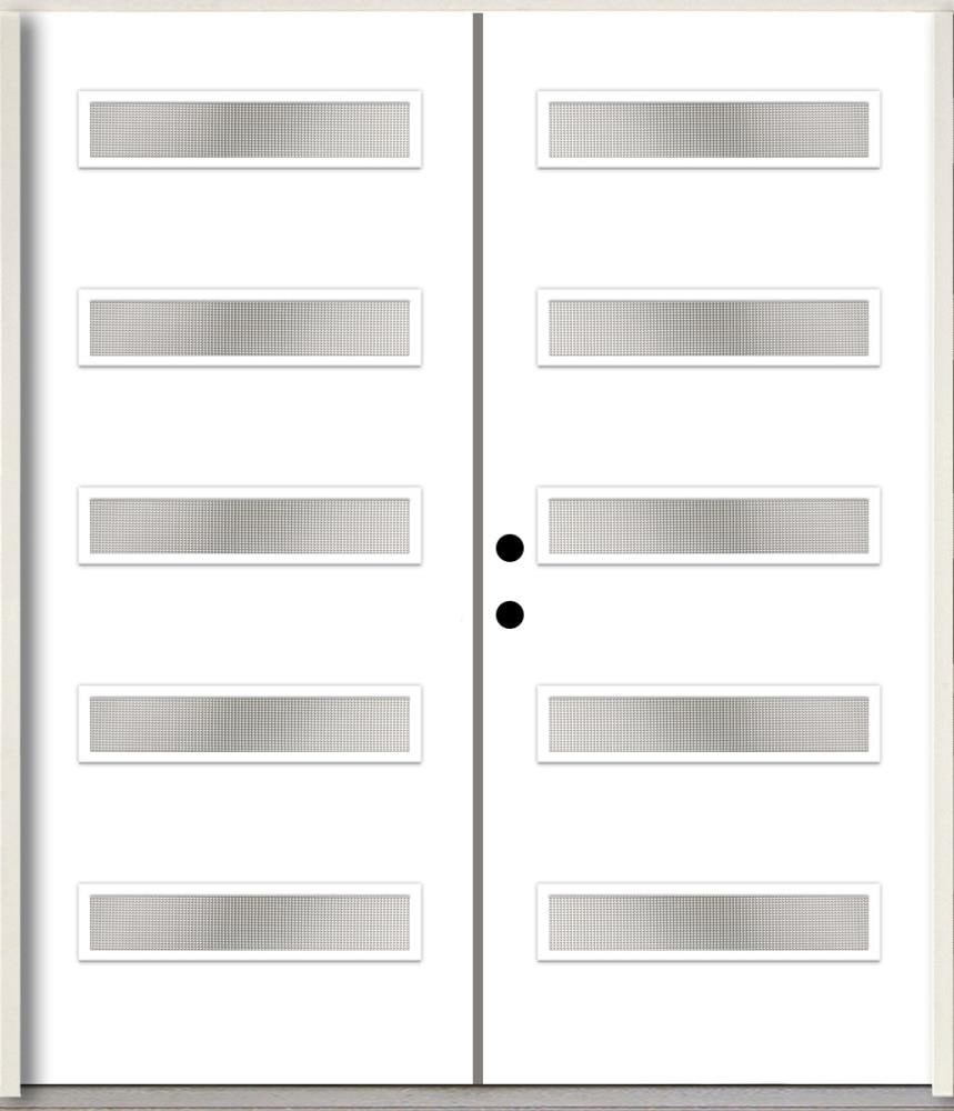 RELIABILT LO1062272 Spotlights 64-in x 80-in x 4-5/8-in Fiberglass 1/4 lite Right-hand inswing Primed Unfinished Prehung Double Front Door Insulating core