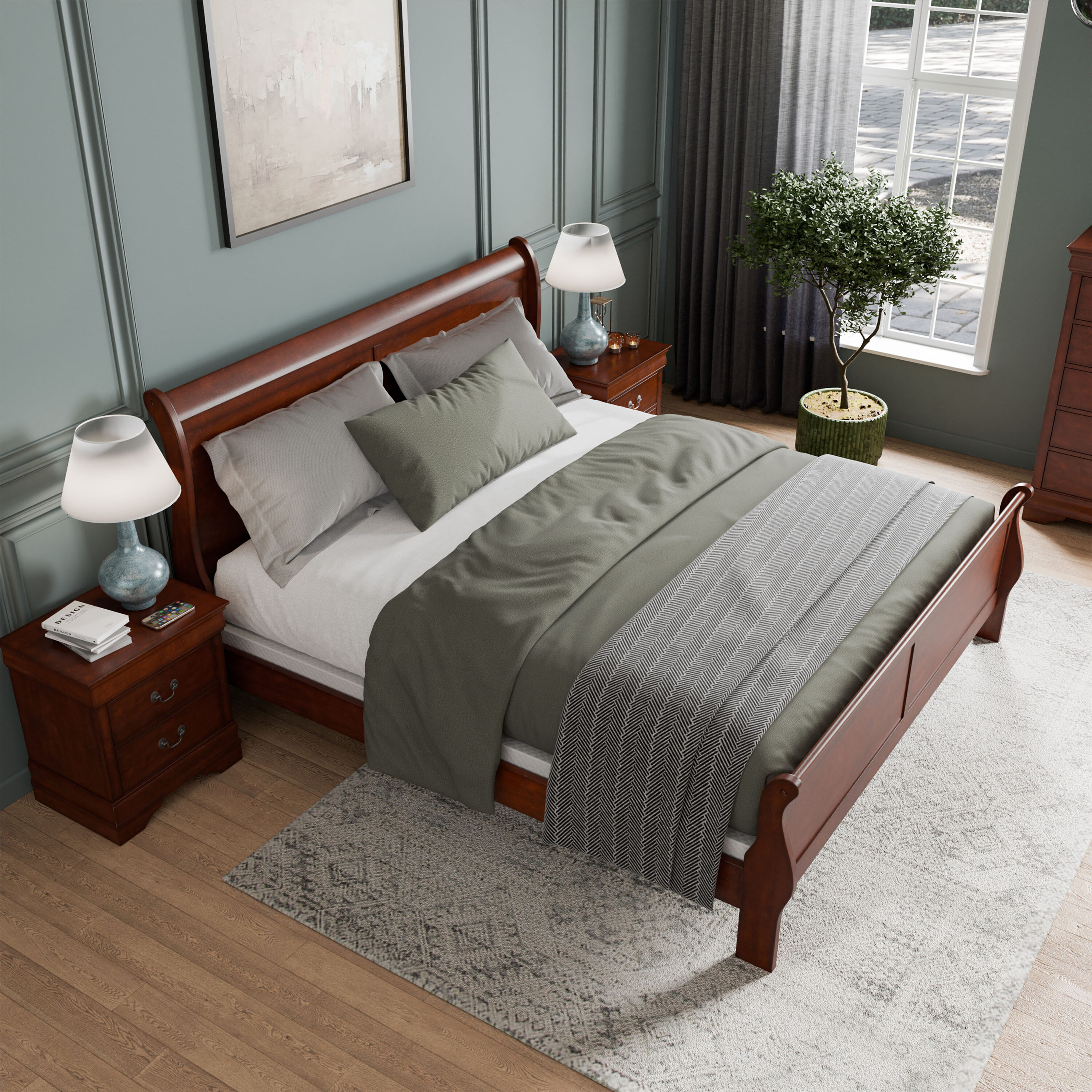 Furniture of America EC-7866CH-EK2NS Burkhart Cherry King Bedroom Set