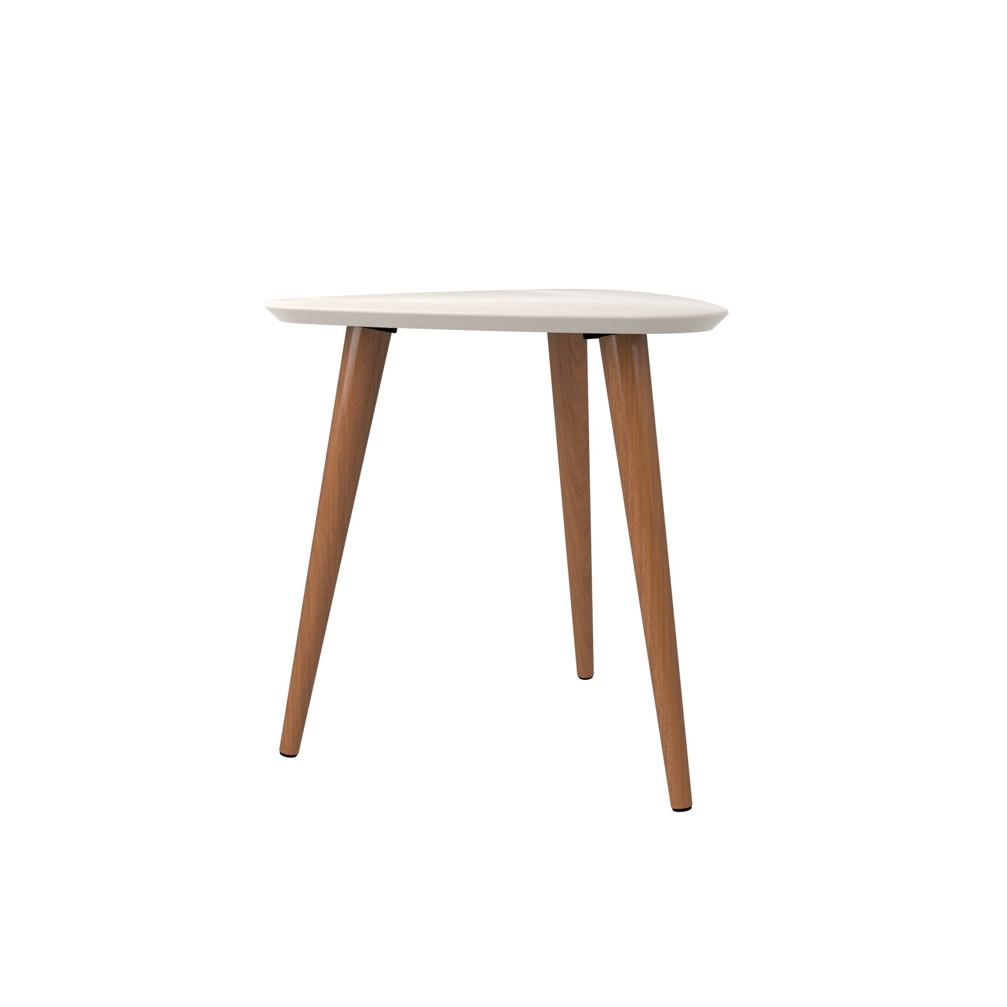 Utopia Mid-Century Triangular Off-White Wood End Table