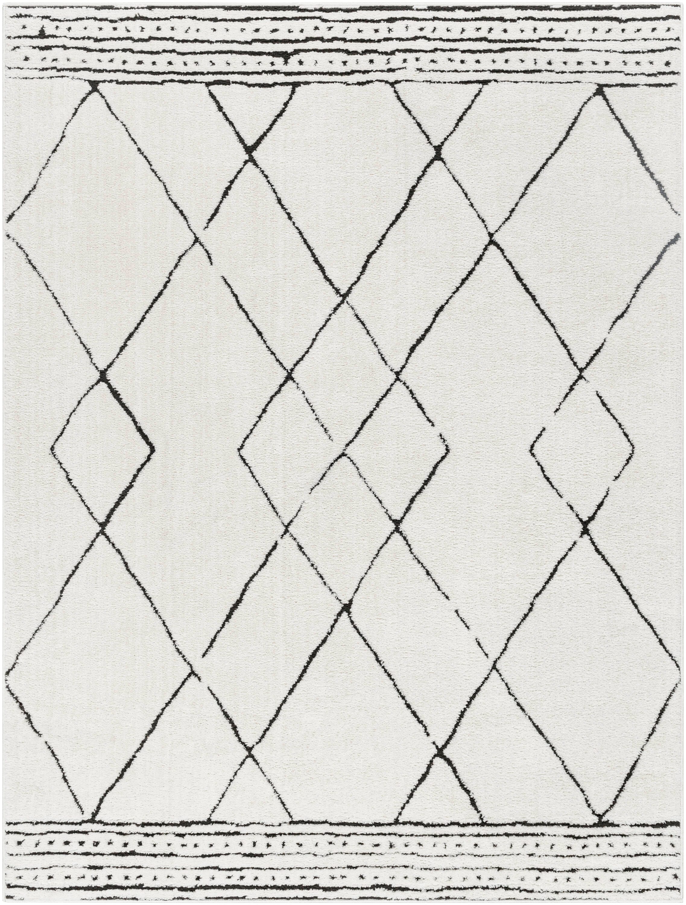 Livabliss FEU2322-679 6 x 9 (ft) Polyester Ivory, Black Rectangular Indoor Trellis Global Area rug