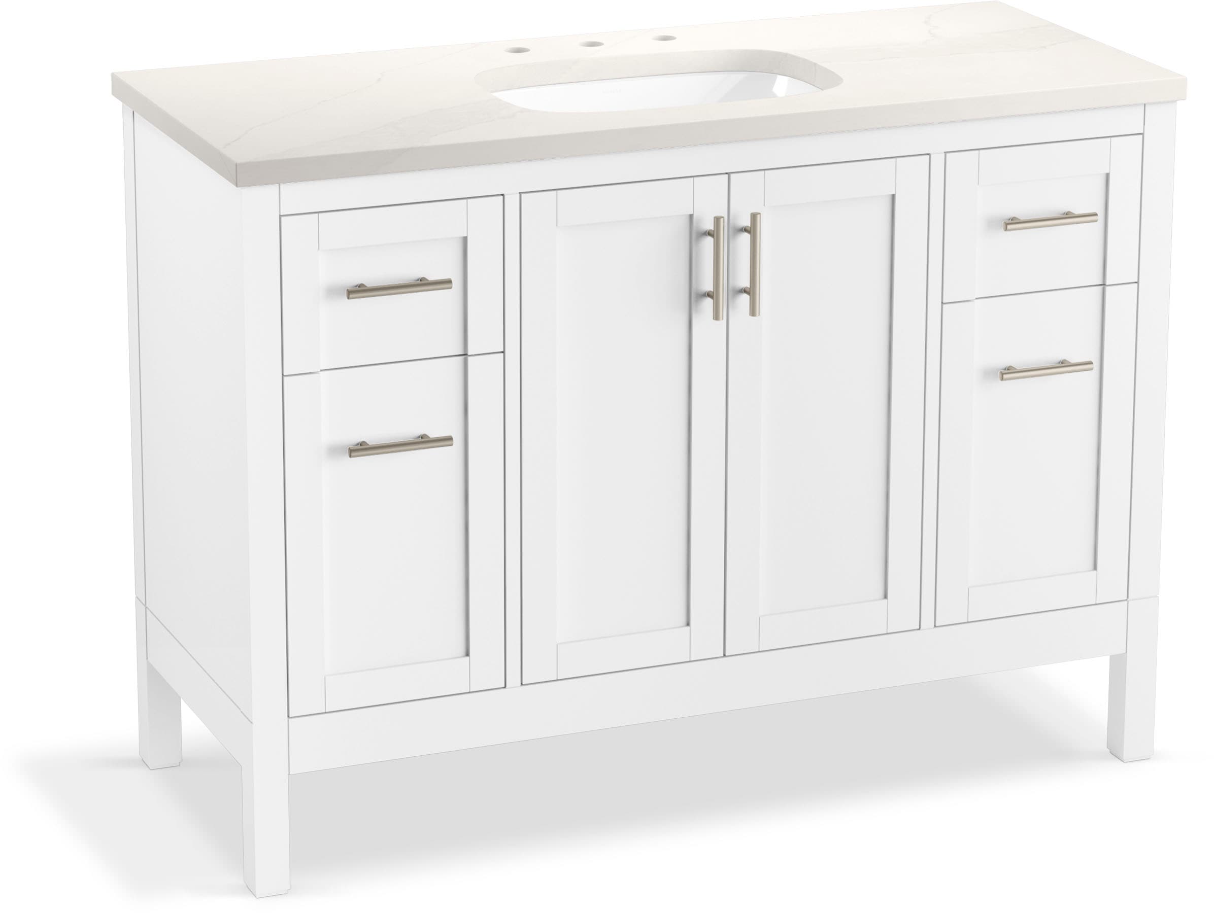 KOHLER 39606-ASB-0 Hadron 48-in White Undermount Single sink Bathroom Vanity with White Quartz Top