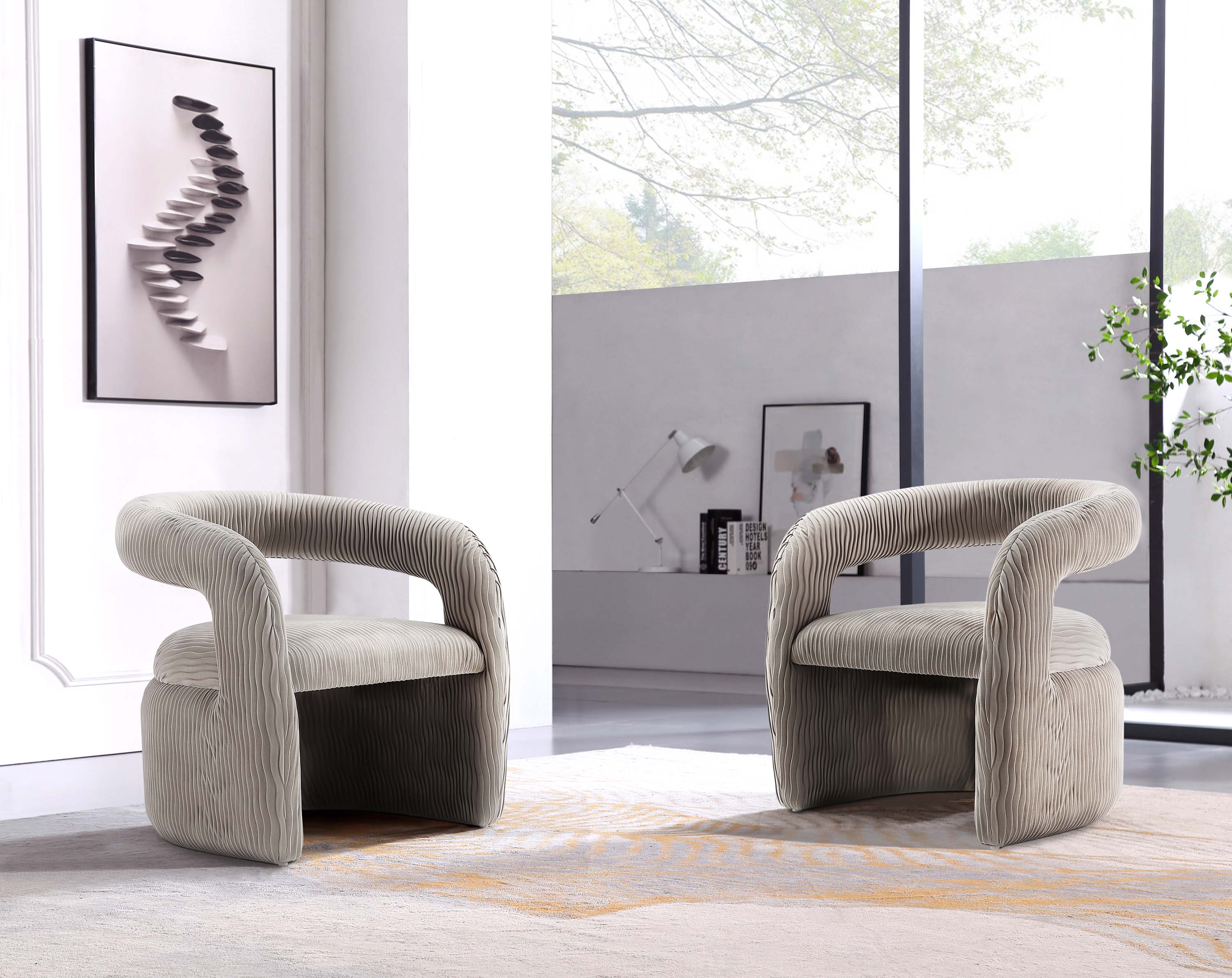 Manhattan Comfort 2-AC068-DO 2 Modern Dove Velvet Accent Chair