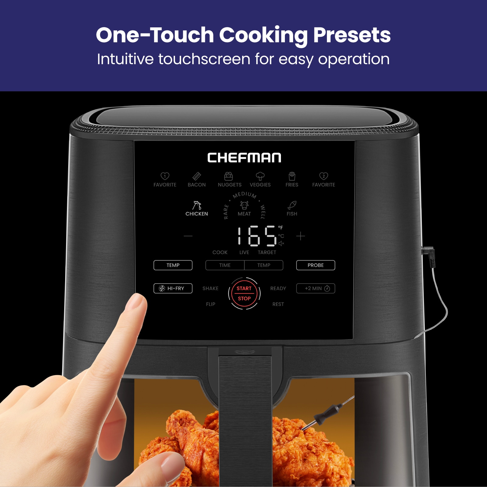 Chefman Matte Black Air Fryer - Touch Control, 1500W, Non-Stick